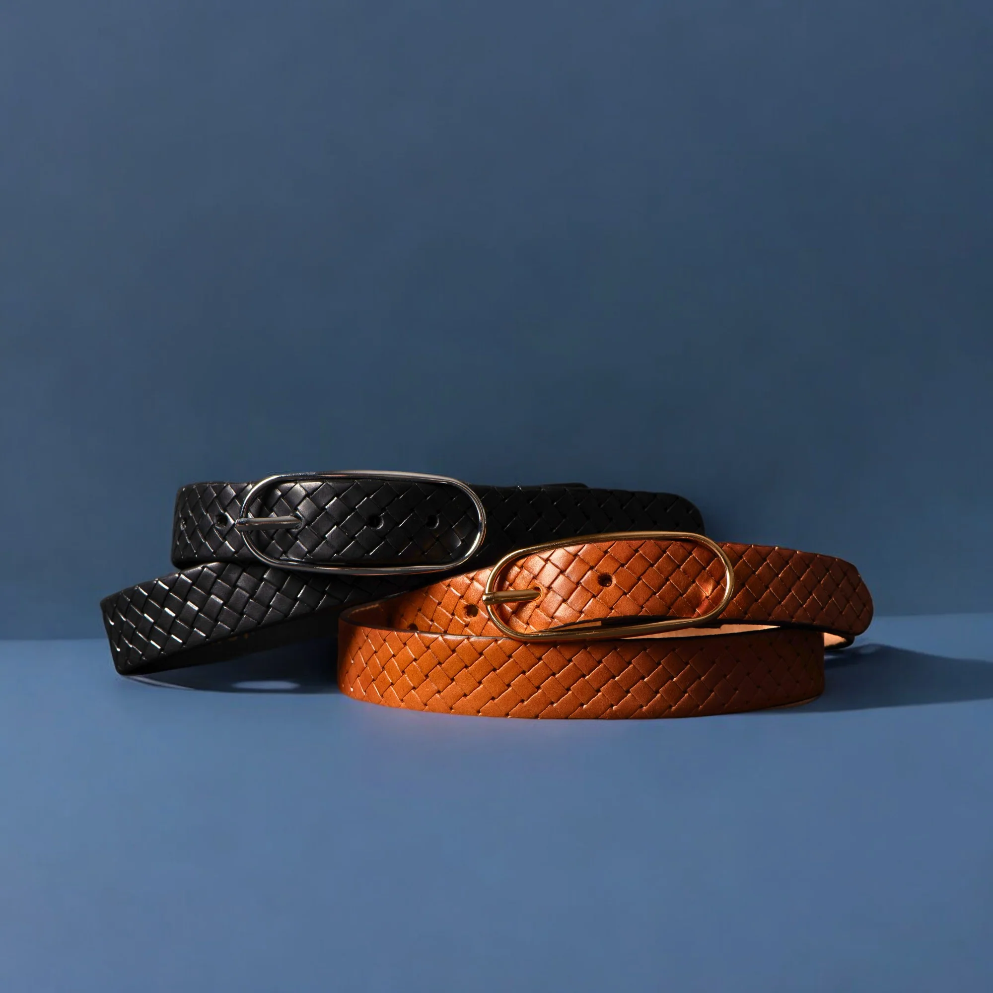 Aika - Black Braided Embossed Leather Belt with Oval Buckle - Made in Canada - Image 6