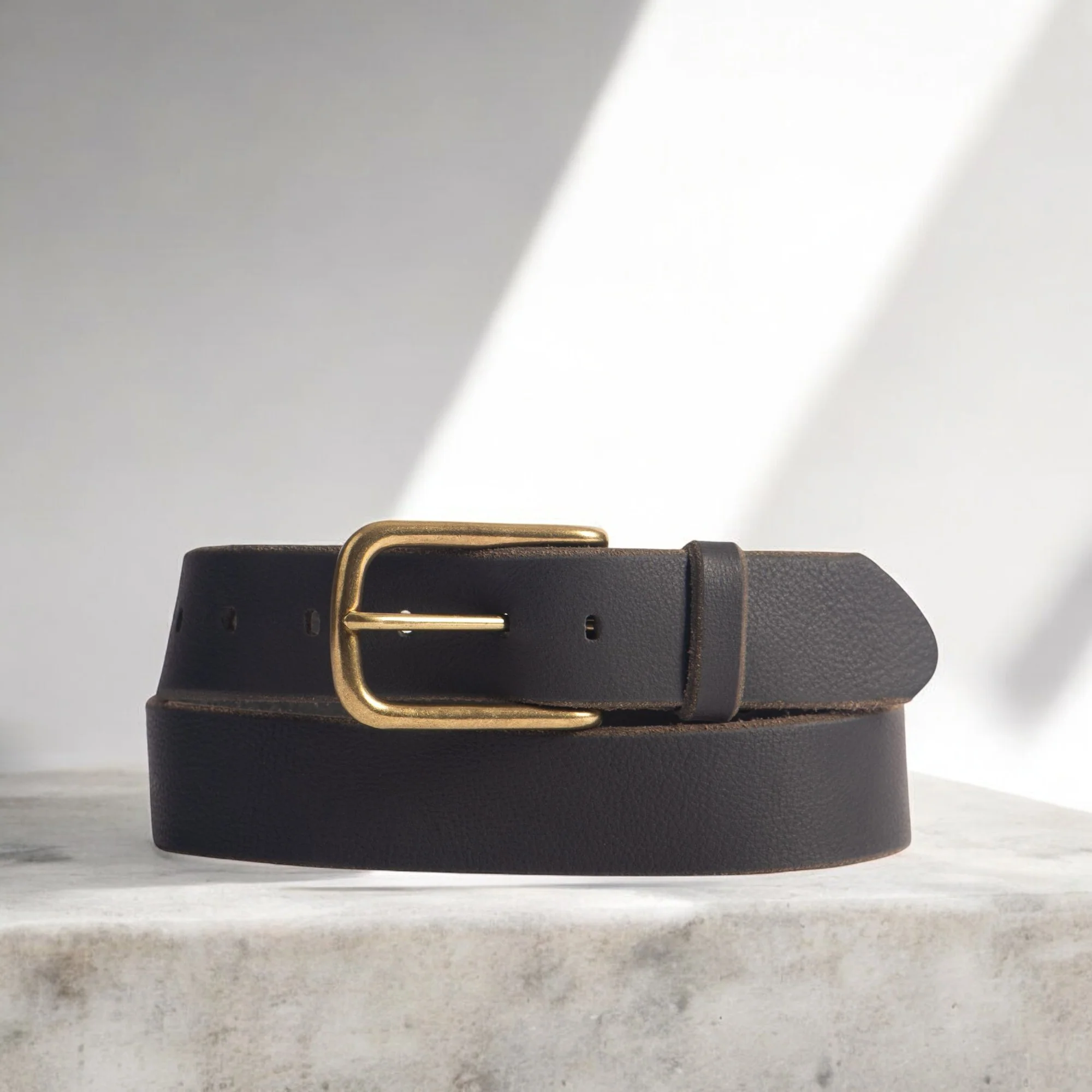 Aria - Tan Leather Dress Belt with Elongated Gold Buckle - Made in Canada - Image 3