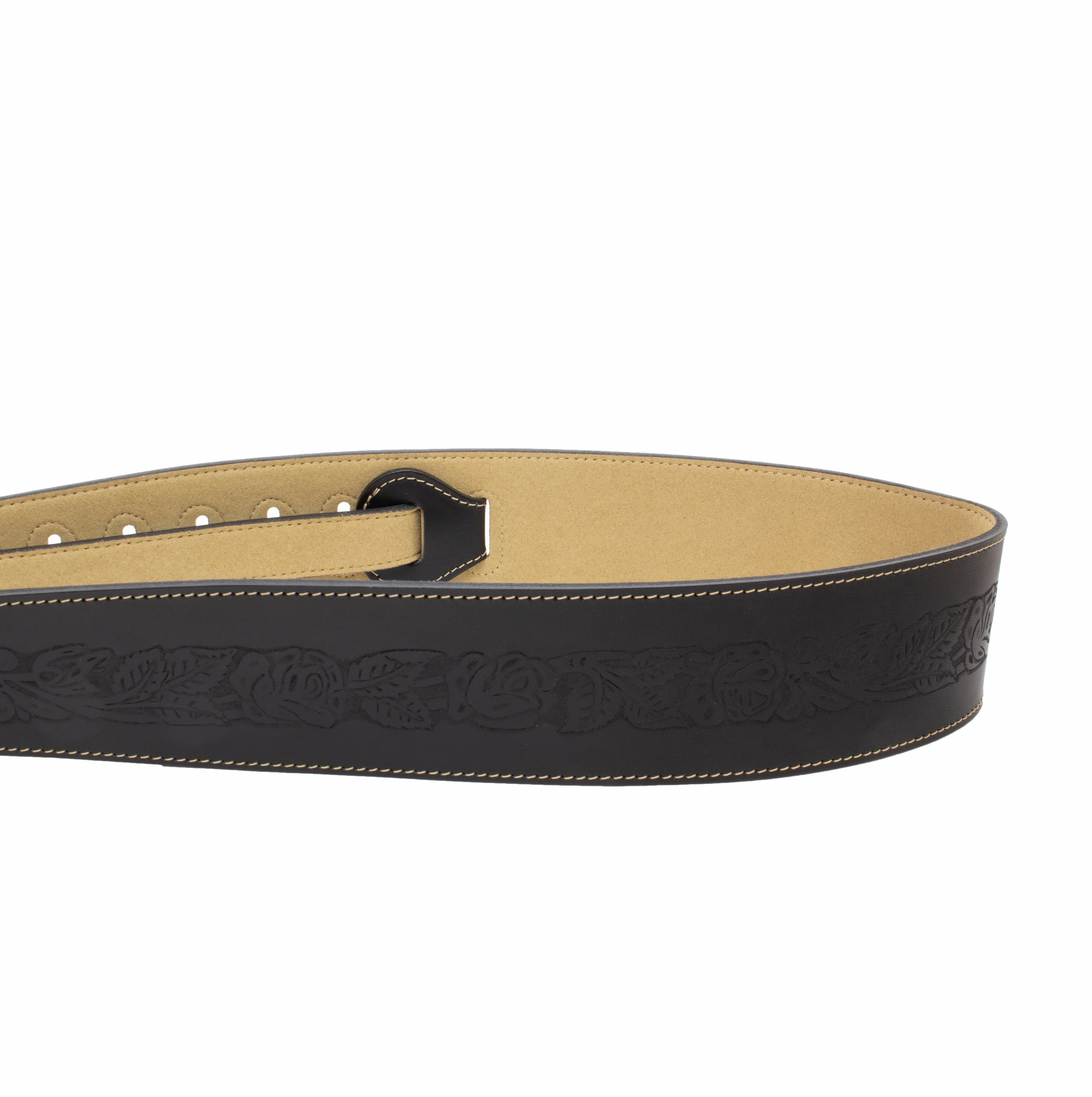 Axl -  Rose Embossed Black Full Grain Leather Guitar Strap - Image 10