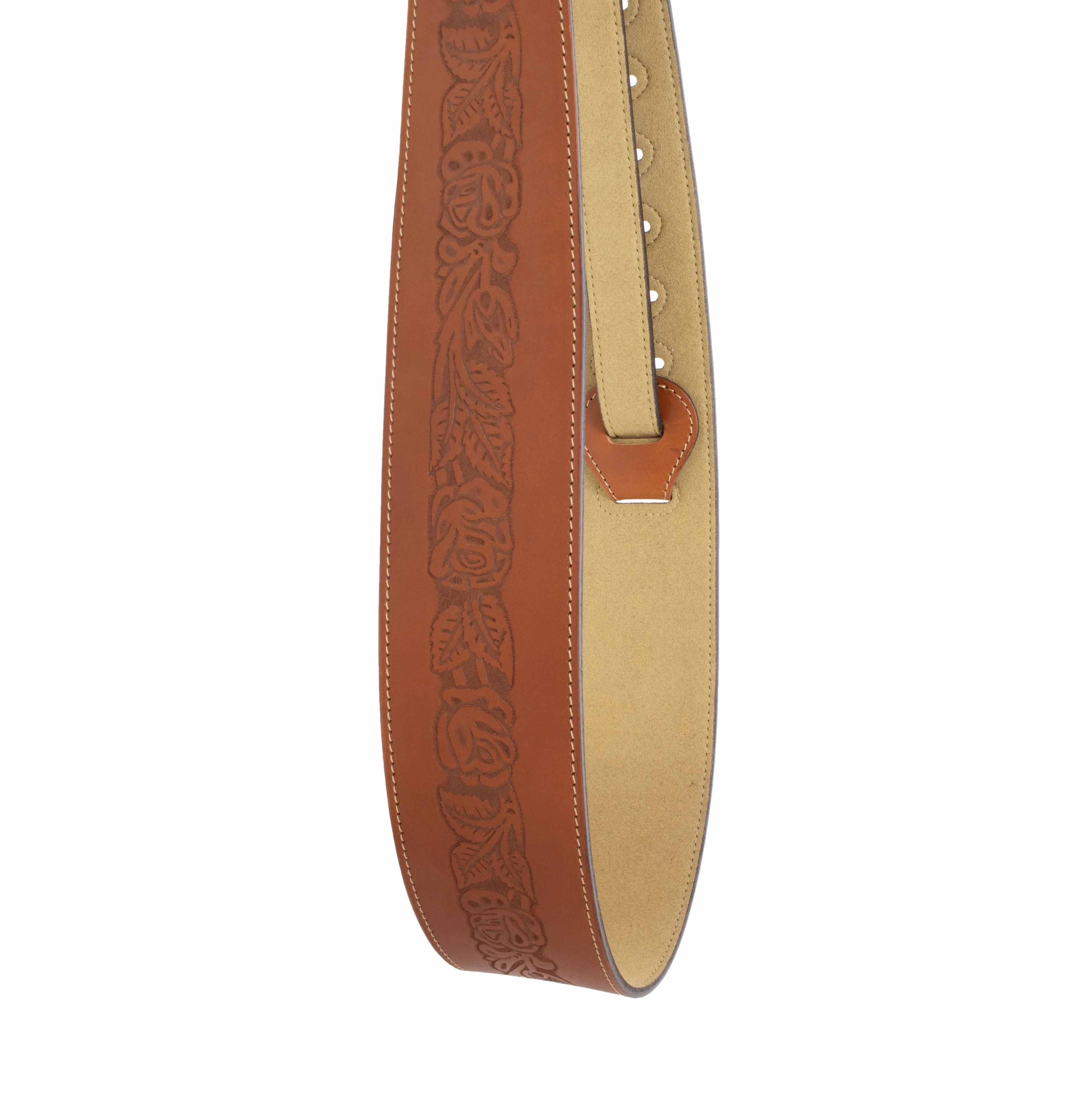 Axl -  Rose Embossed Black Full Grain Leather Guitar Strap - Image 6