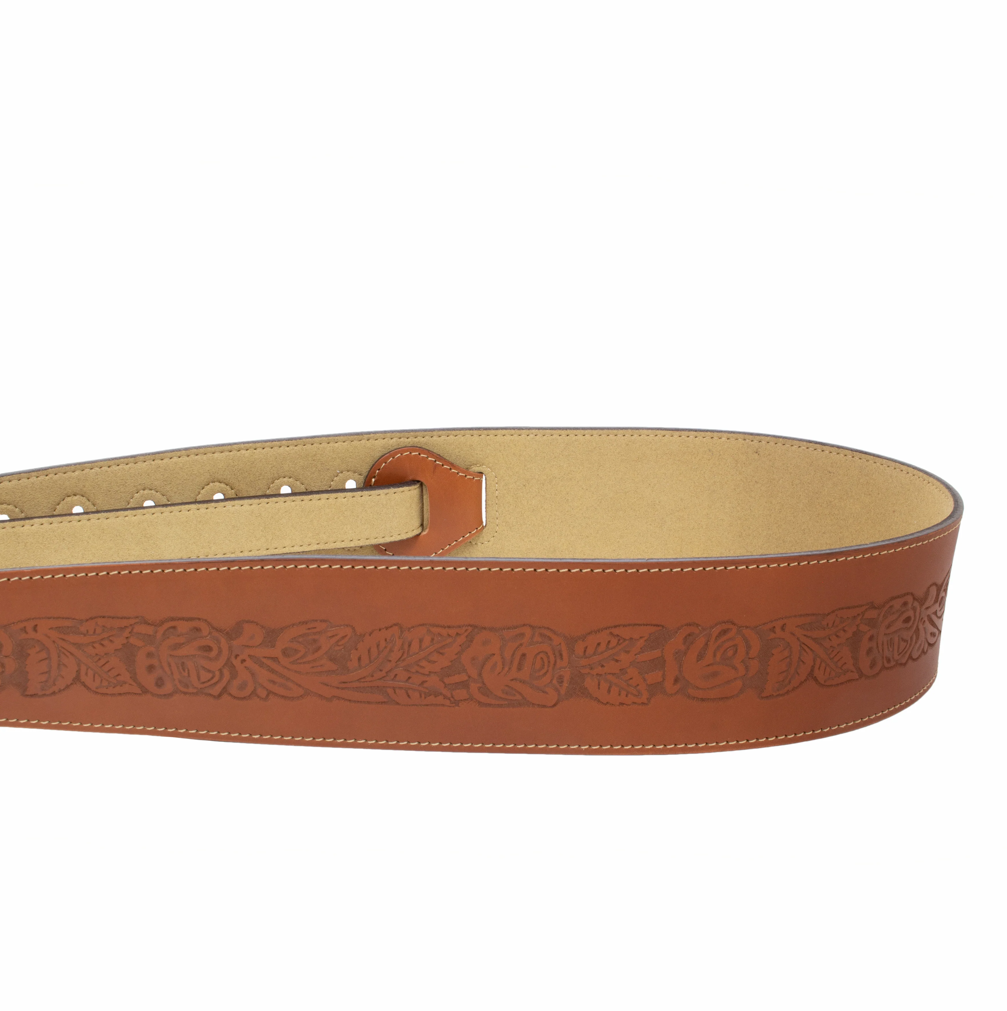 Axl -  Rose Embossed Black Full Grain Leather Guitar Strap - Image 7