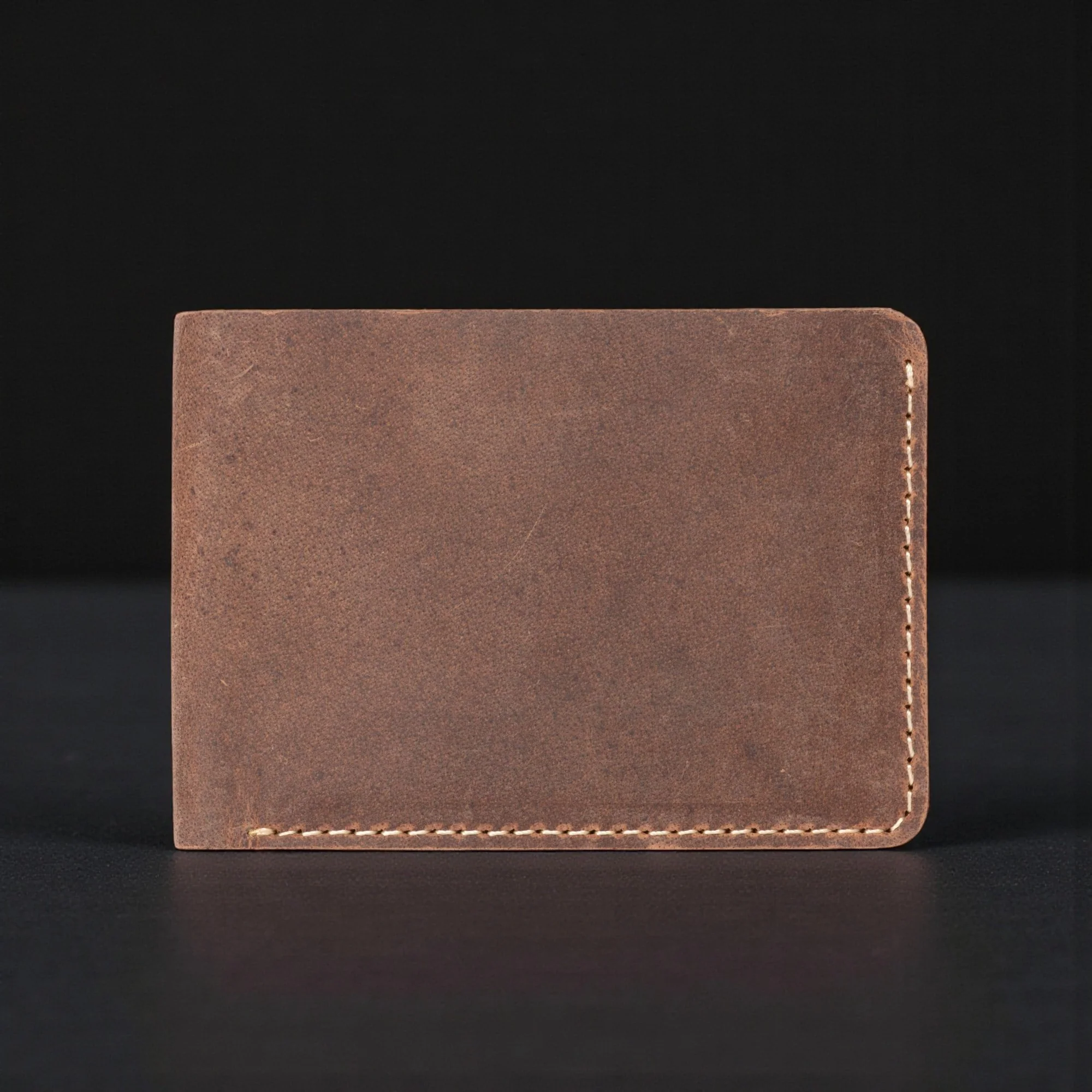 Black Dollar Size Full-Grain Leather Wallet - Image 7