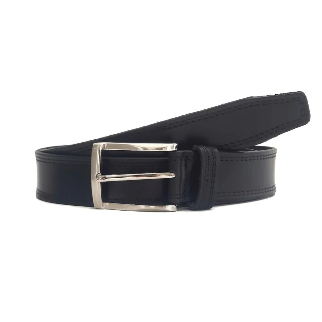 The Milestone Belt - Black Formal 100% Real Leather Belt - Image 8