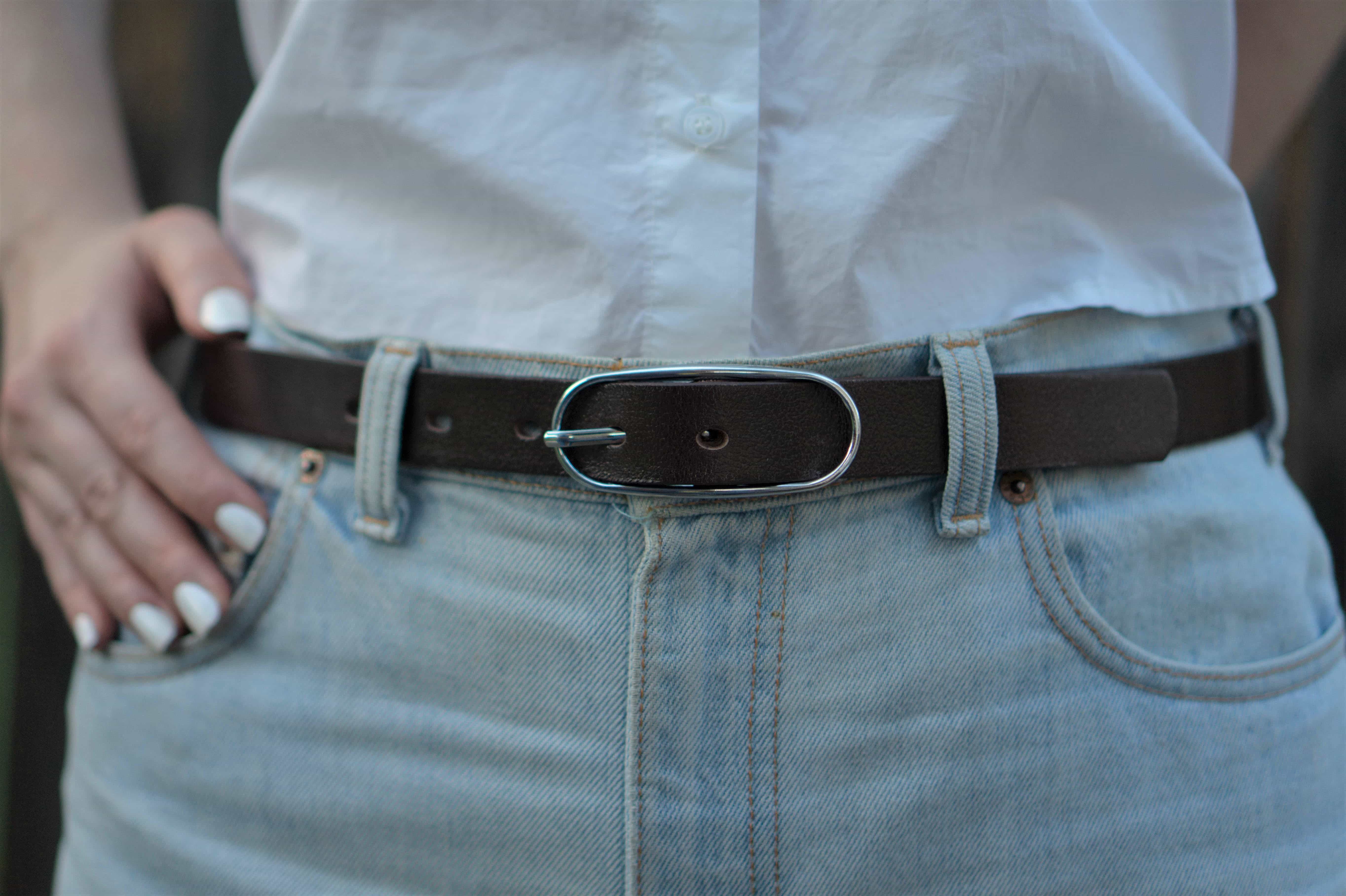 Aika - Black Leather Waist Belt with Oval Buckle - Made in Canada - Image 4
