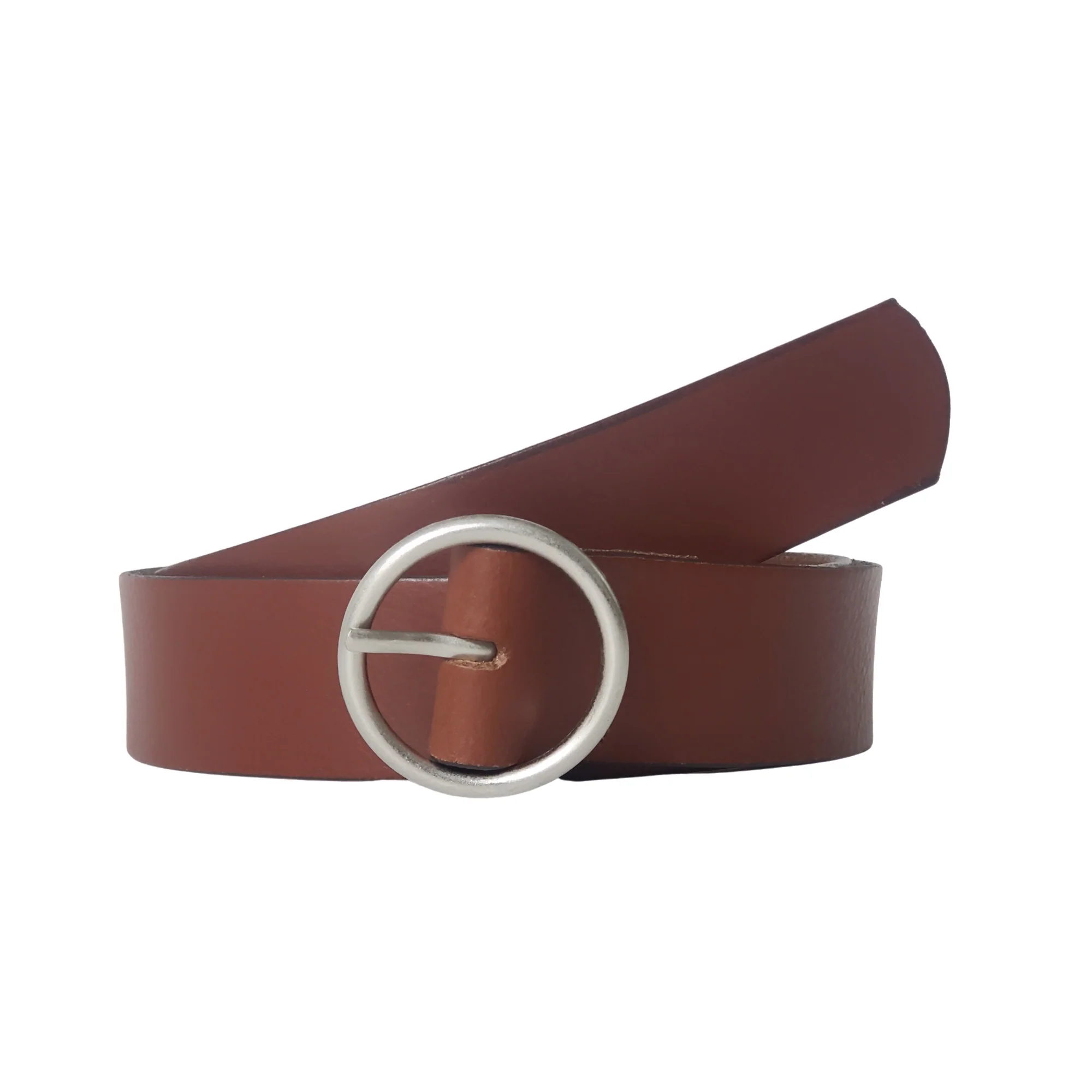 Sempre - Black Vachetta Leather Waist Belt with Circular Buckle - Image 4