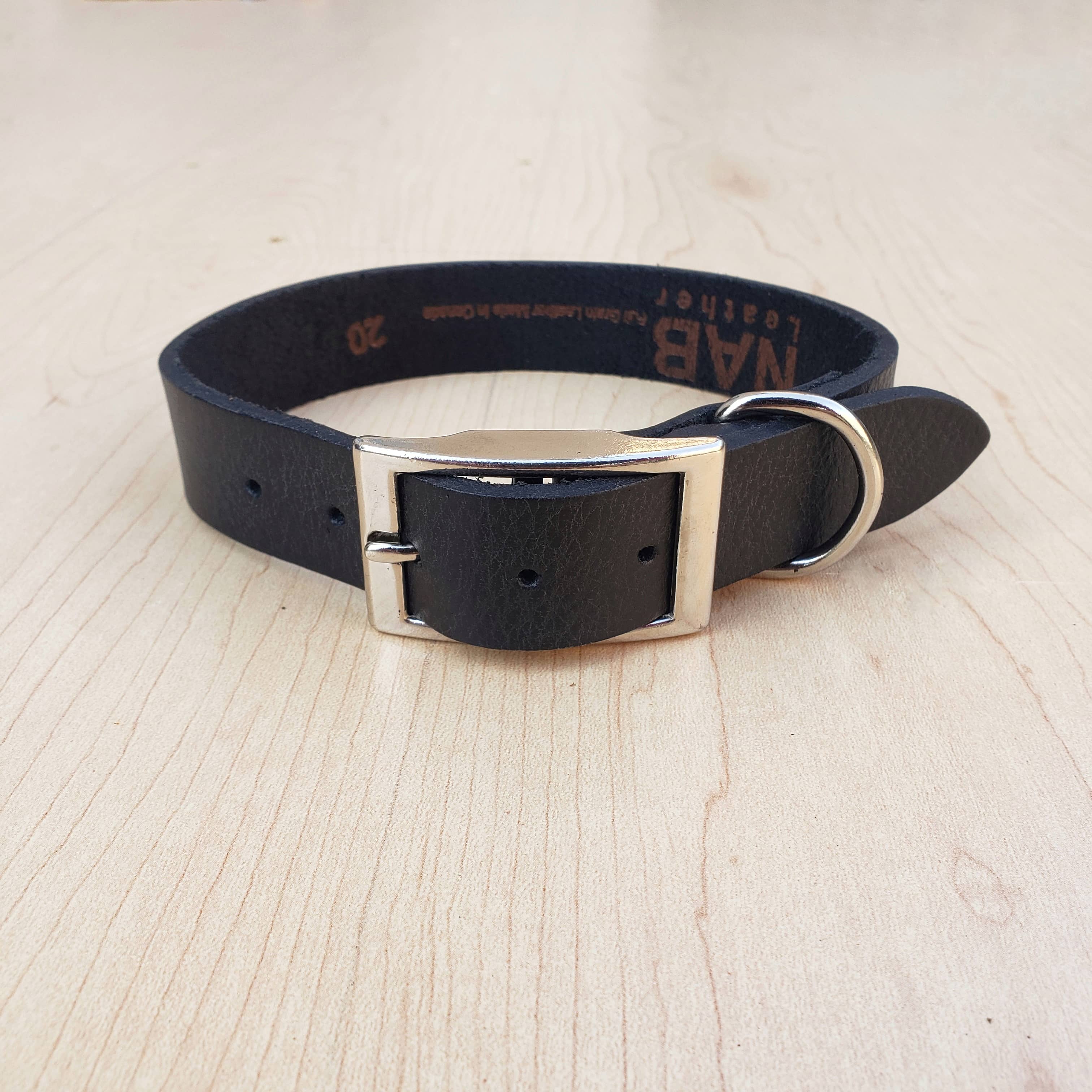 Black Leather Dog Leash and Collar Set - Made in Canada - Image 3
