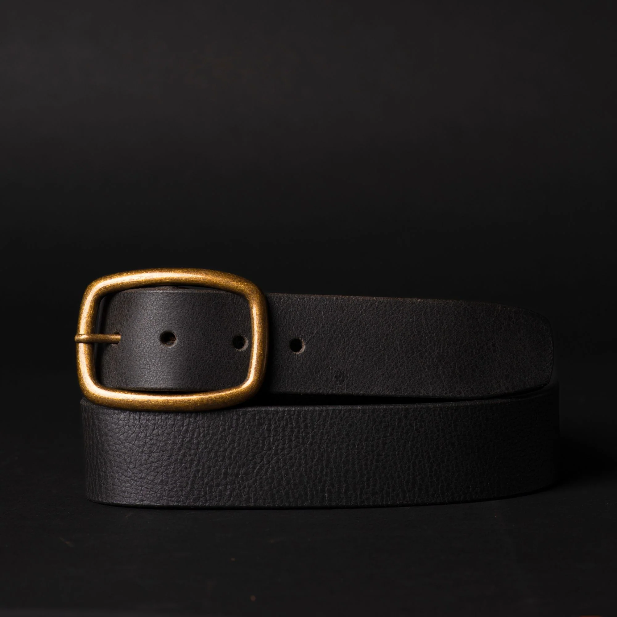 Amara - Black Leather Dress Belt with Gold Buckle - Made in Canada - Image 3