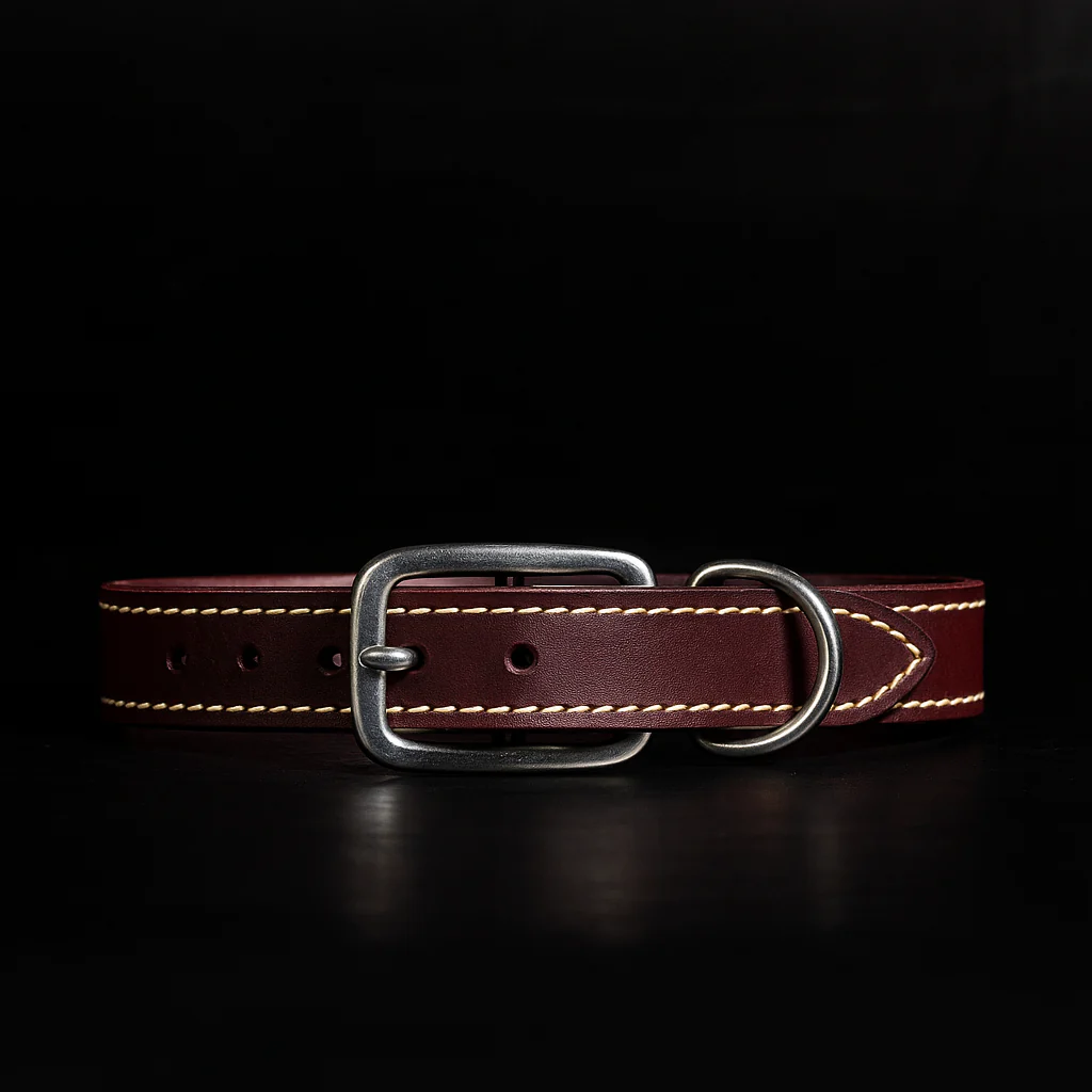 Trailblazer - Black Stitched Premium Leather Dog Collar - Made in Canada - Image 5