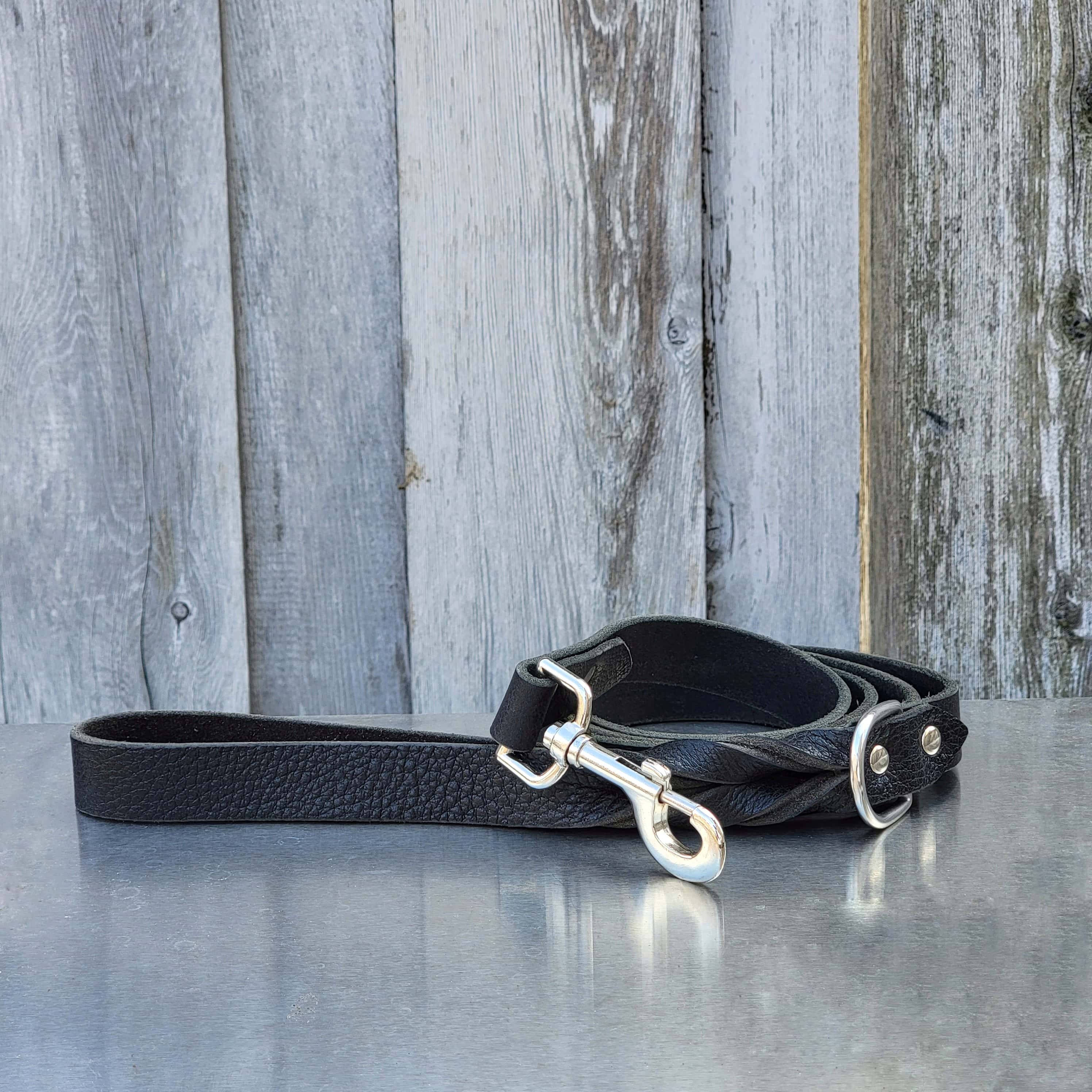 Brown Braided Leather Dog Leash 60'' - Made in Canada - Image 6