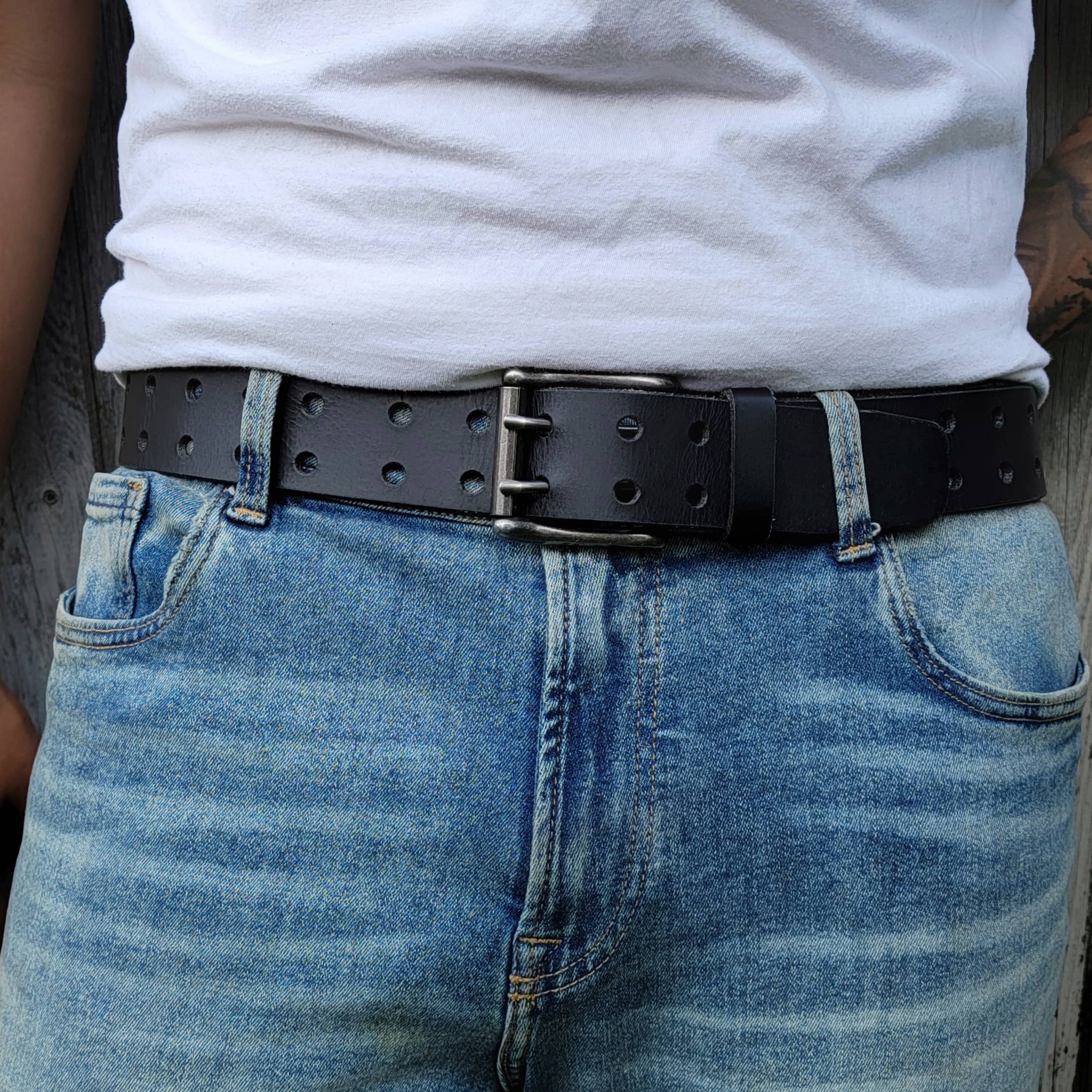 Brown Double Hole Full Grain Leather Belt - Image 5