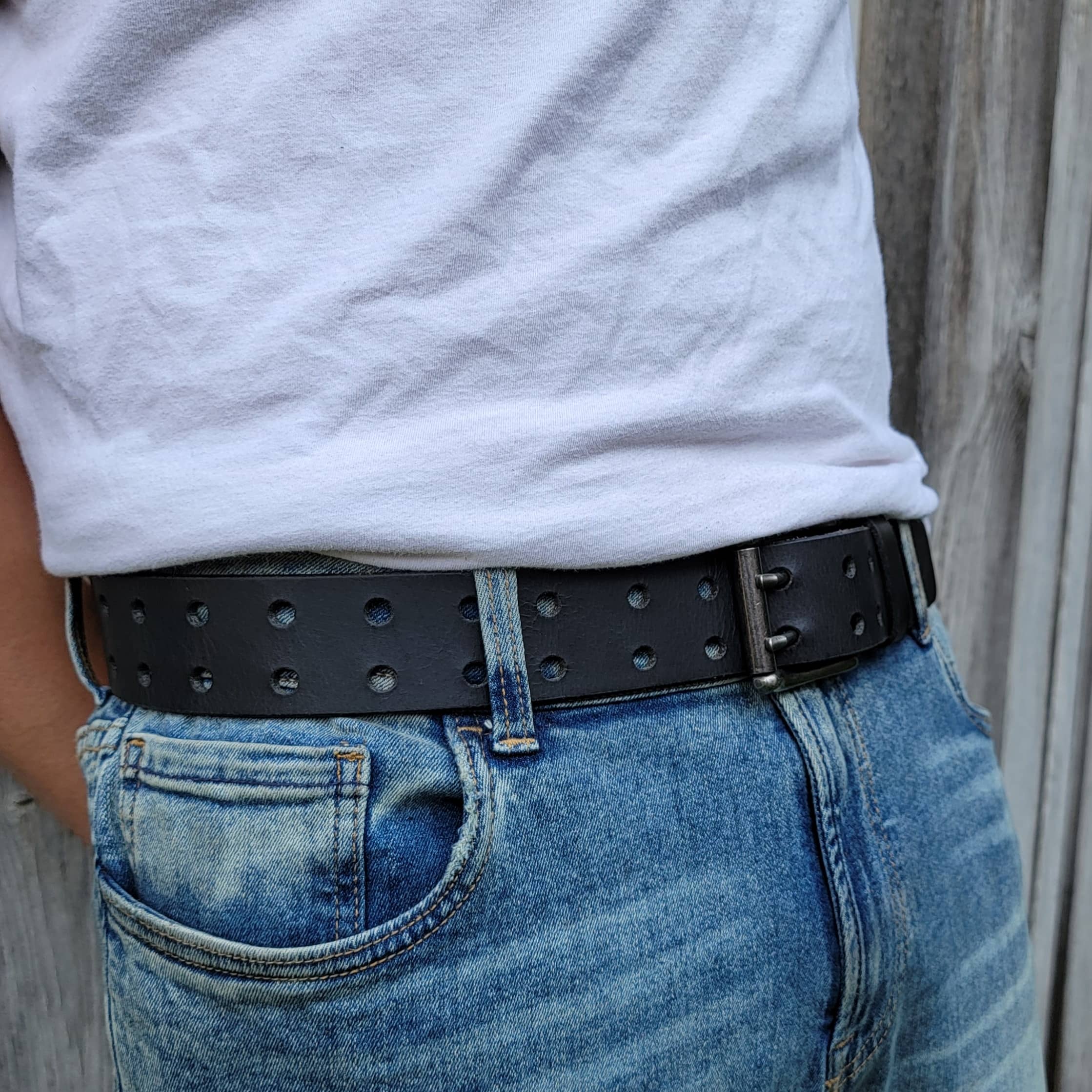 Brown Double Hole Full Grain Leather Belt - Image 7