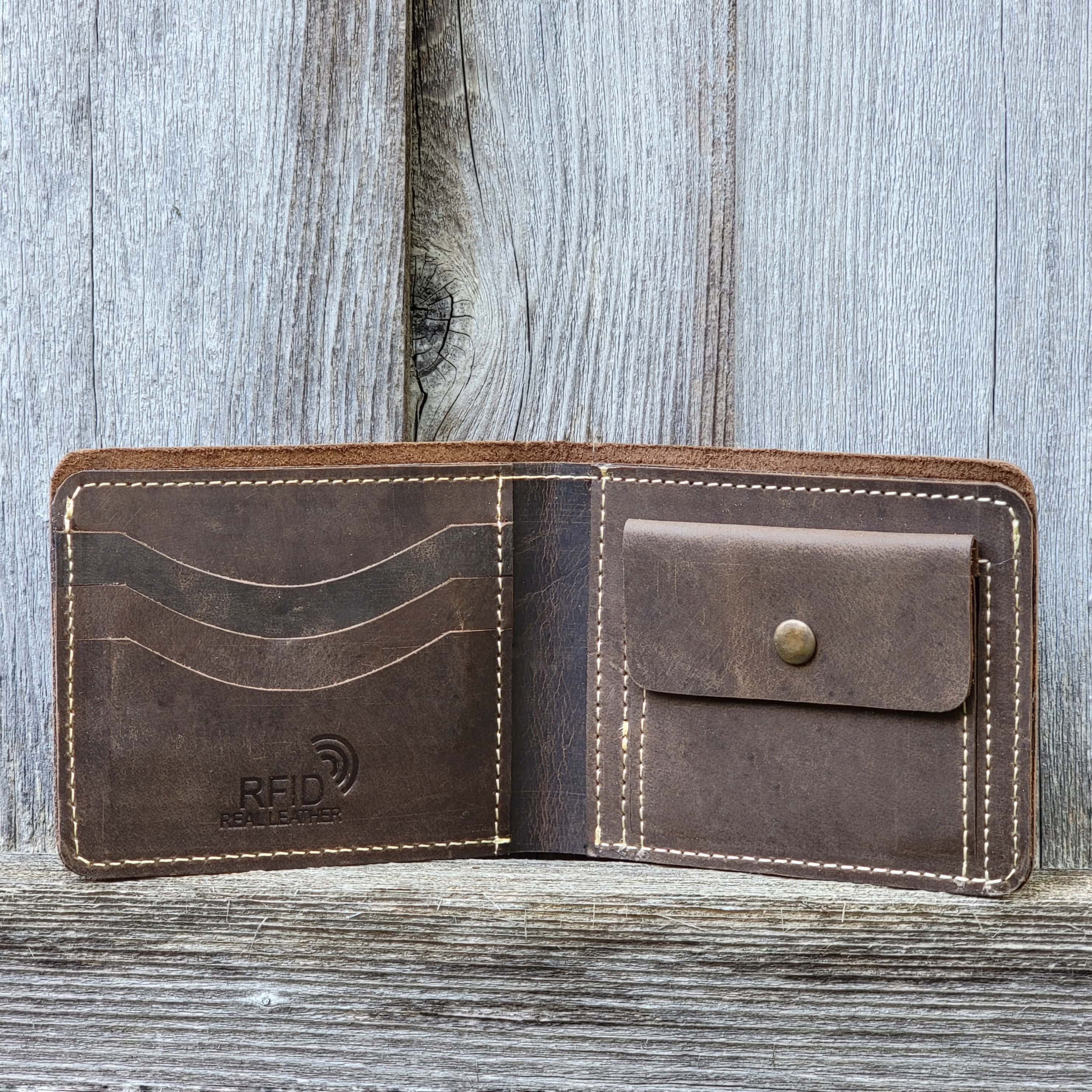 Brown Full Grain Leather Wallet with Coin Pouch - Made in Canada - Image 2