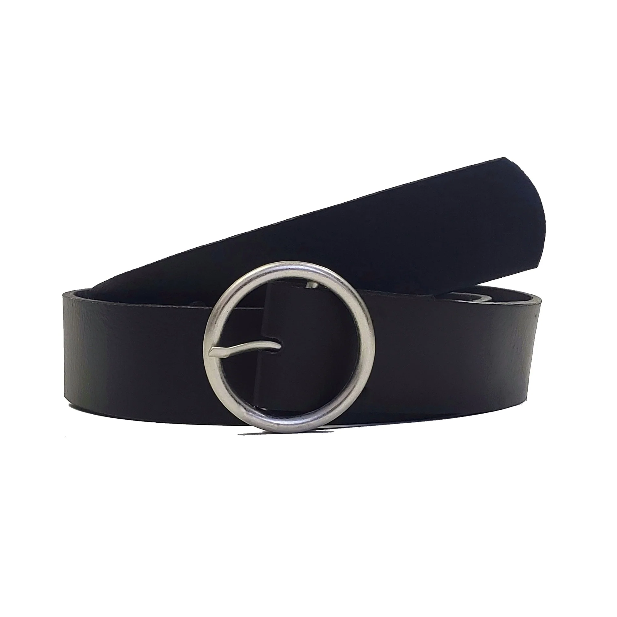 Sempre - Brown Vachetta Leather Waist Belt with Circular Buckle - Made in Canada - Image 3