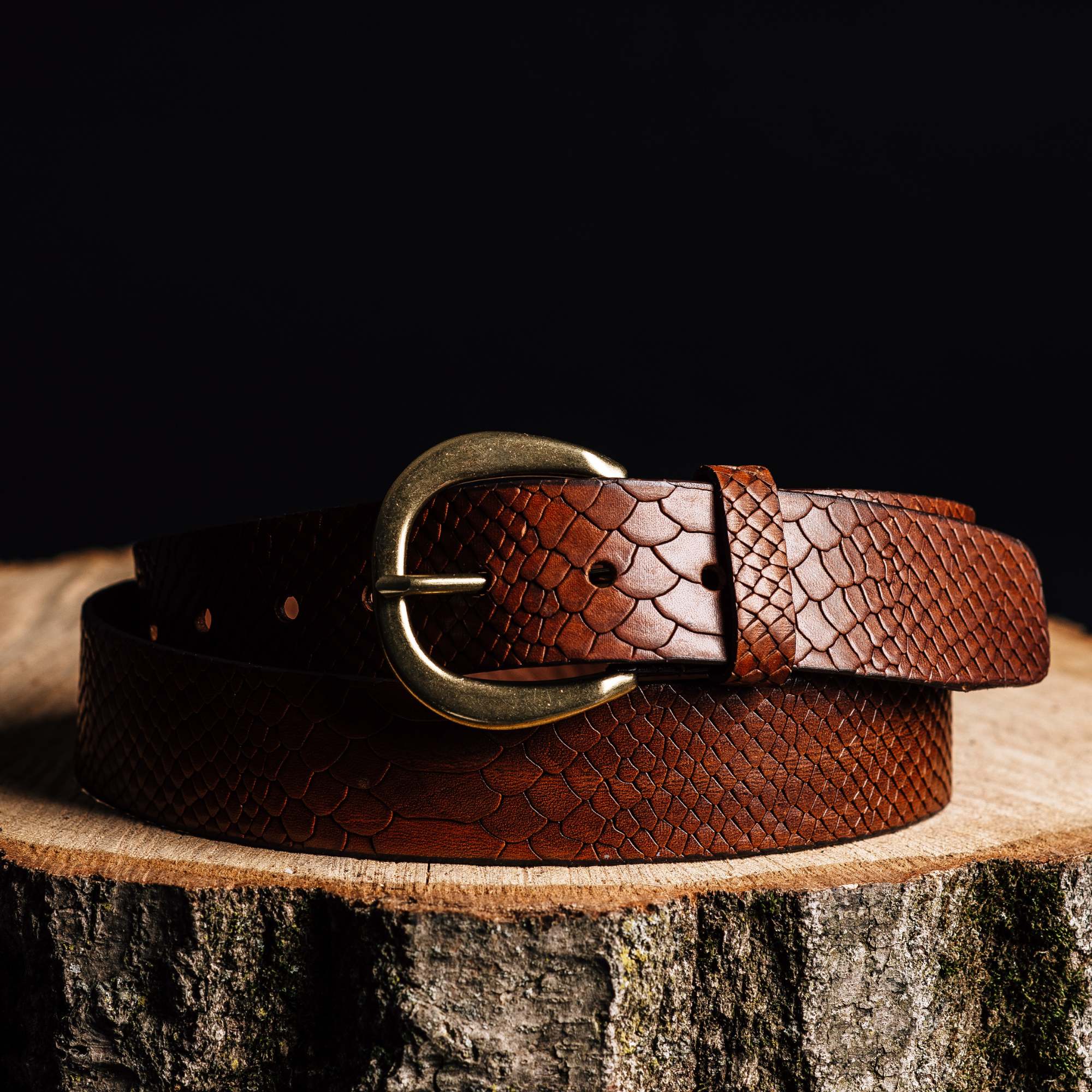 Medusa - Snake Skin Embossed Leather Belt Made in Canada - Image 3