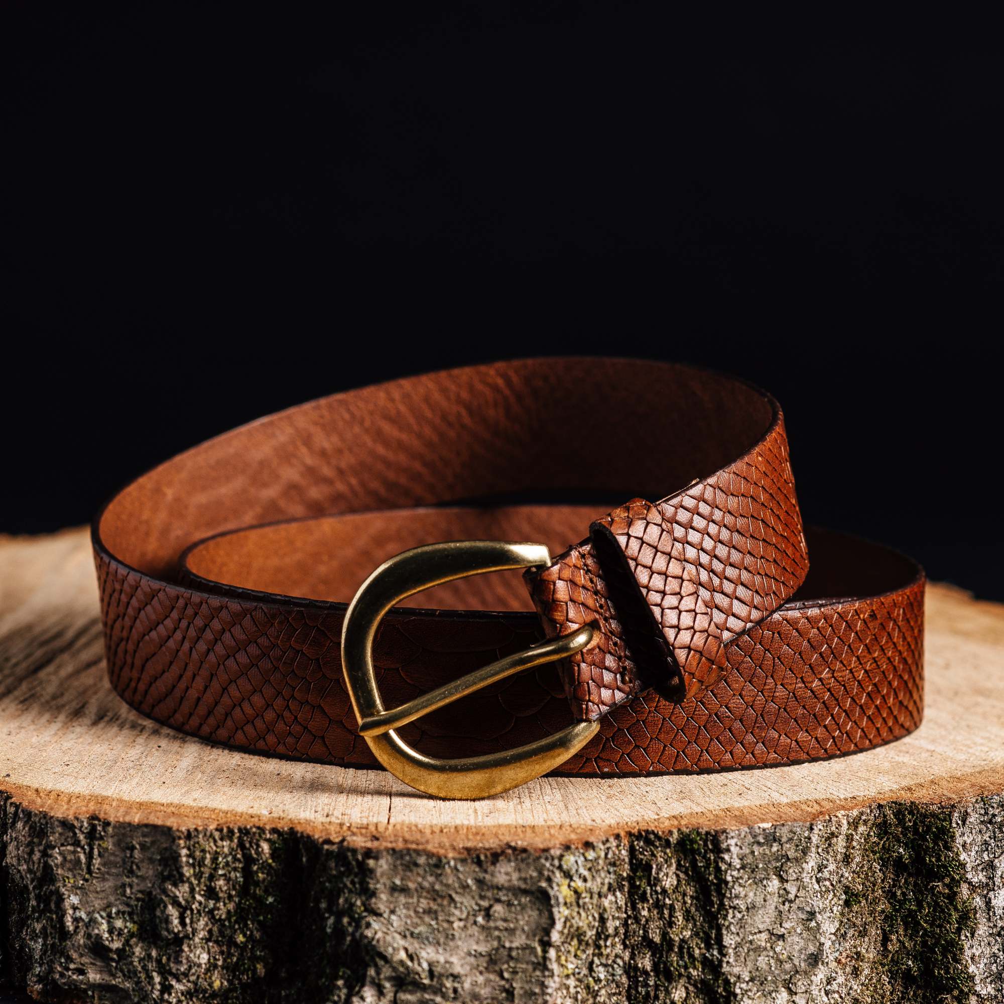 Medusa - Snake Skin Embossed Leather Belt Made in Canada - Image 5