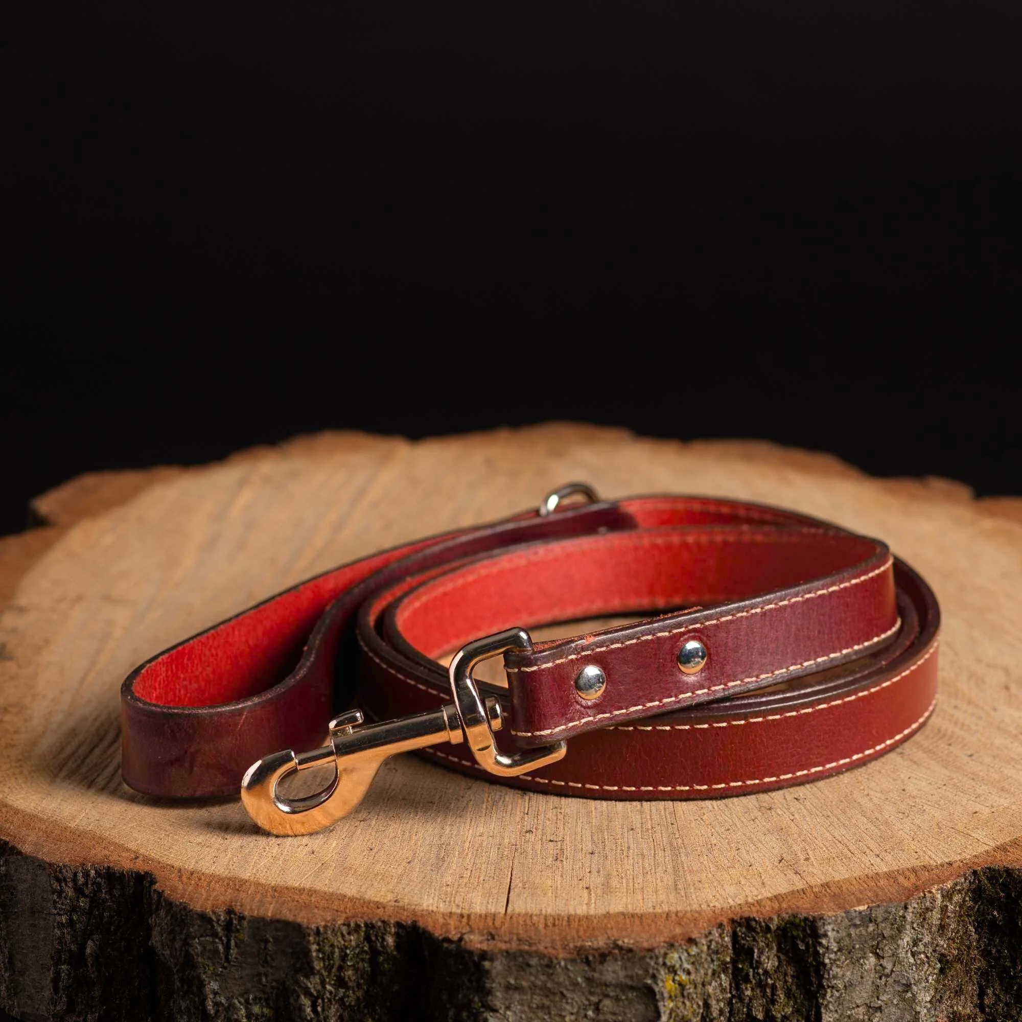 Brown Stitched Leather Dog Leash 60'' - Made in Canada - Image 4