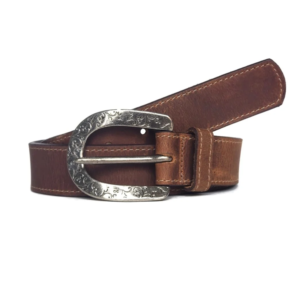 Brown Western Style 100% Real Leather Belt Made in Canada - Image 3