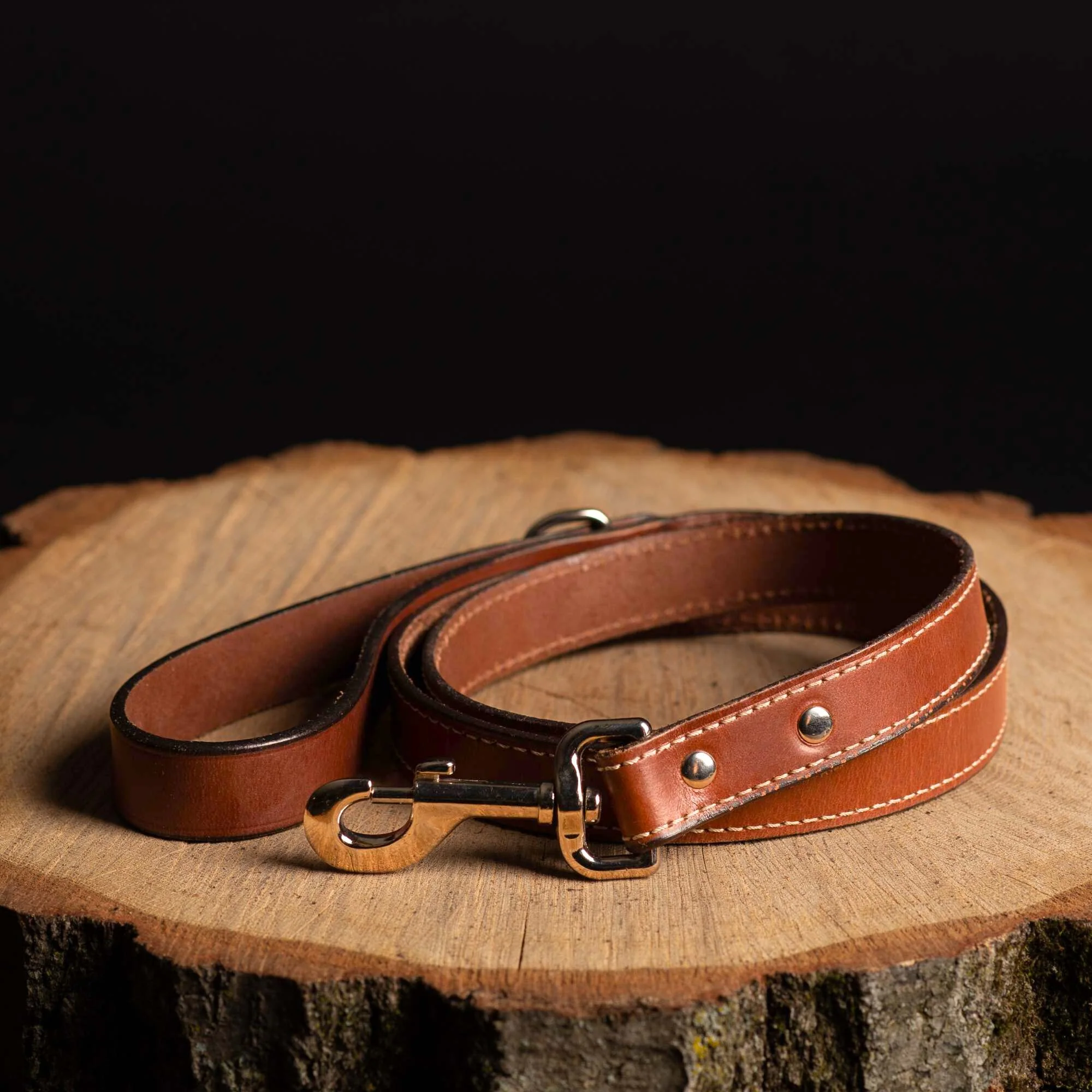 Burgundy Stitched Leather Dog Leash 60'' - Made in Canada - Image 6