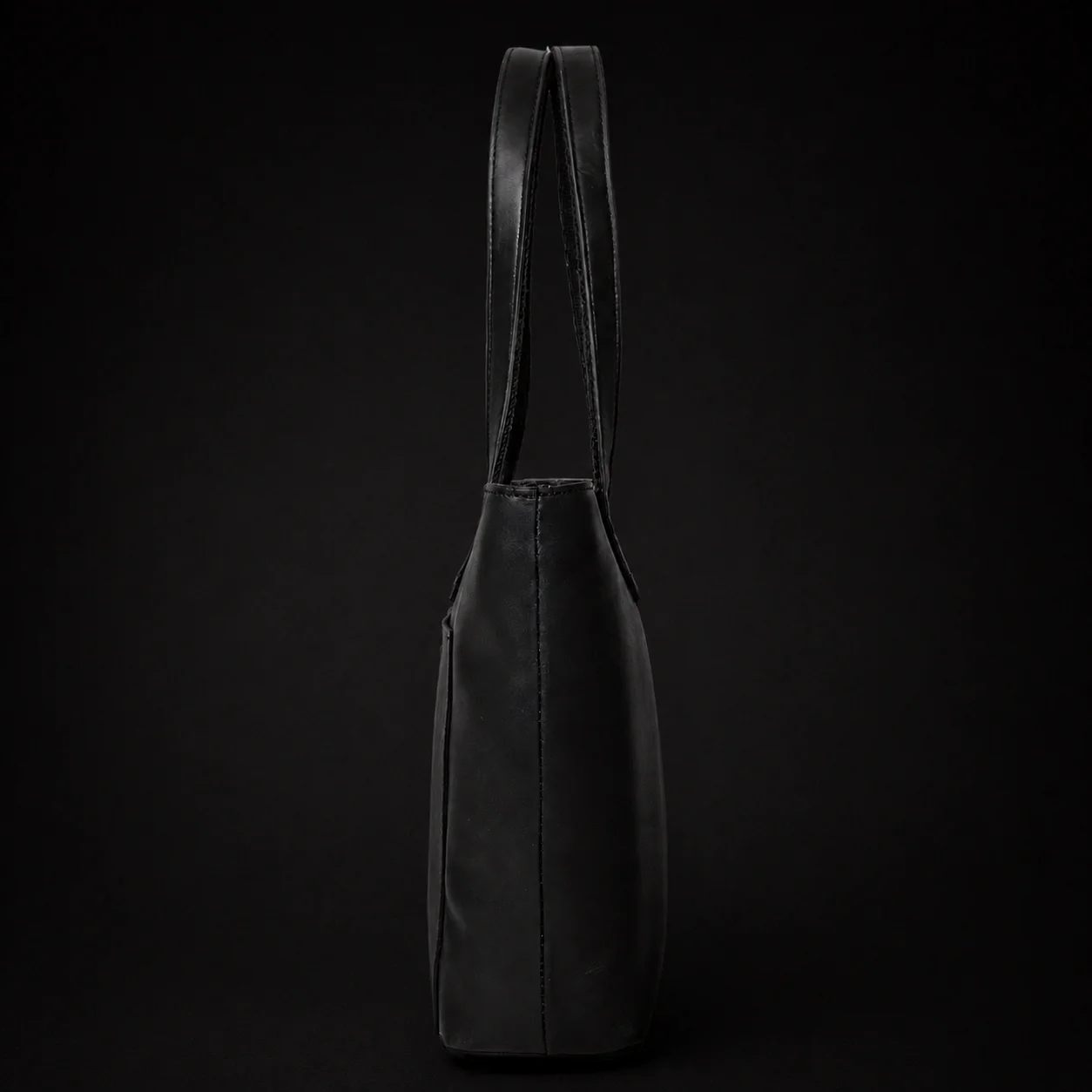 Classic Black Leather Tote Bag - Image 4