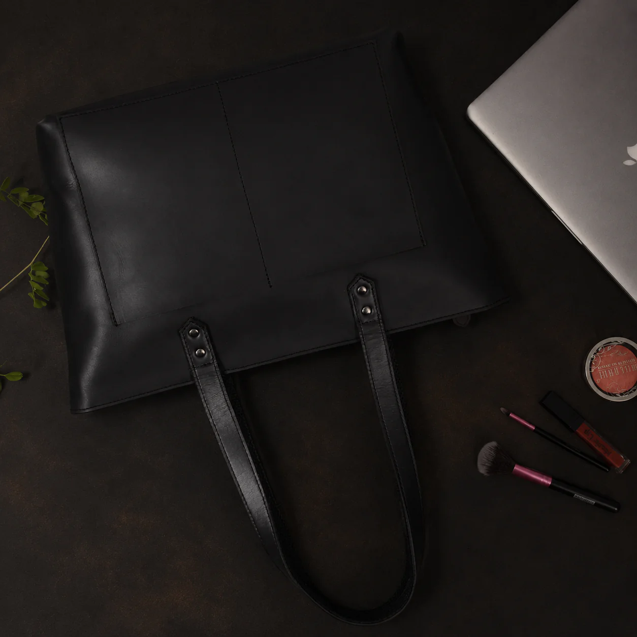 Classic Black Leather Tote Bag - Image 7