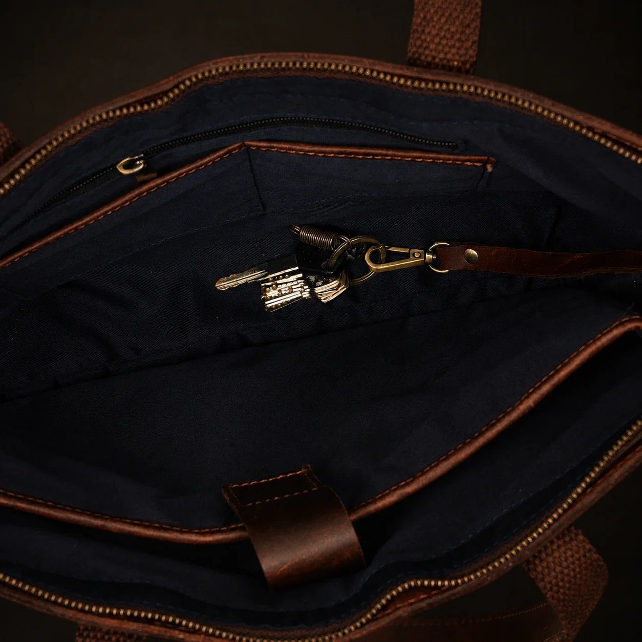 Classic Brown Leather Tote Bag - Image 12