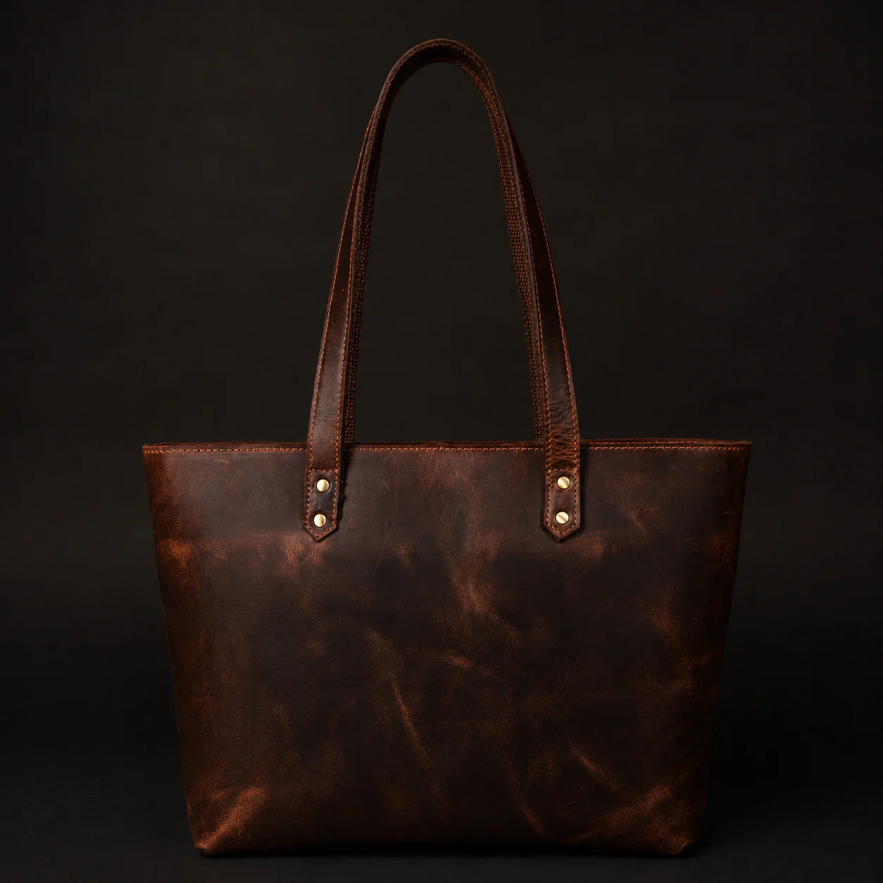 Classic Brown Leather Tote Bag - Image 6