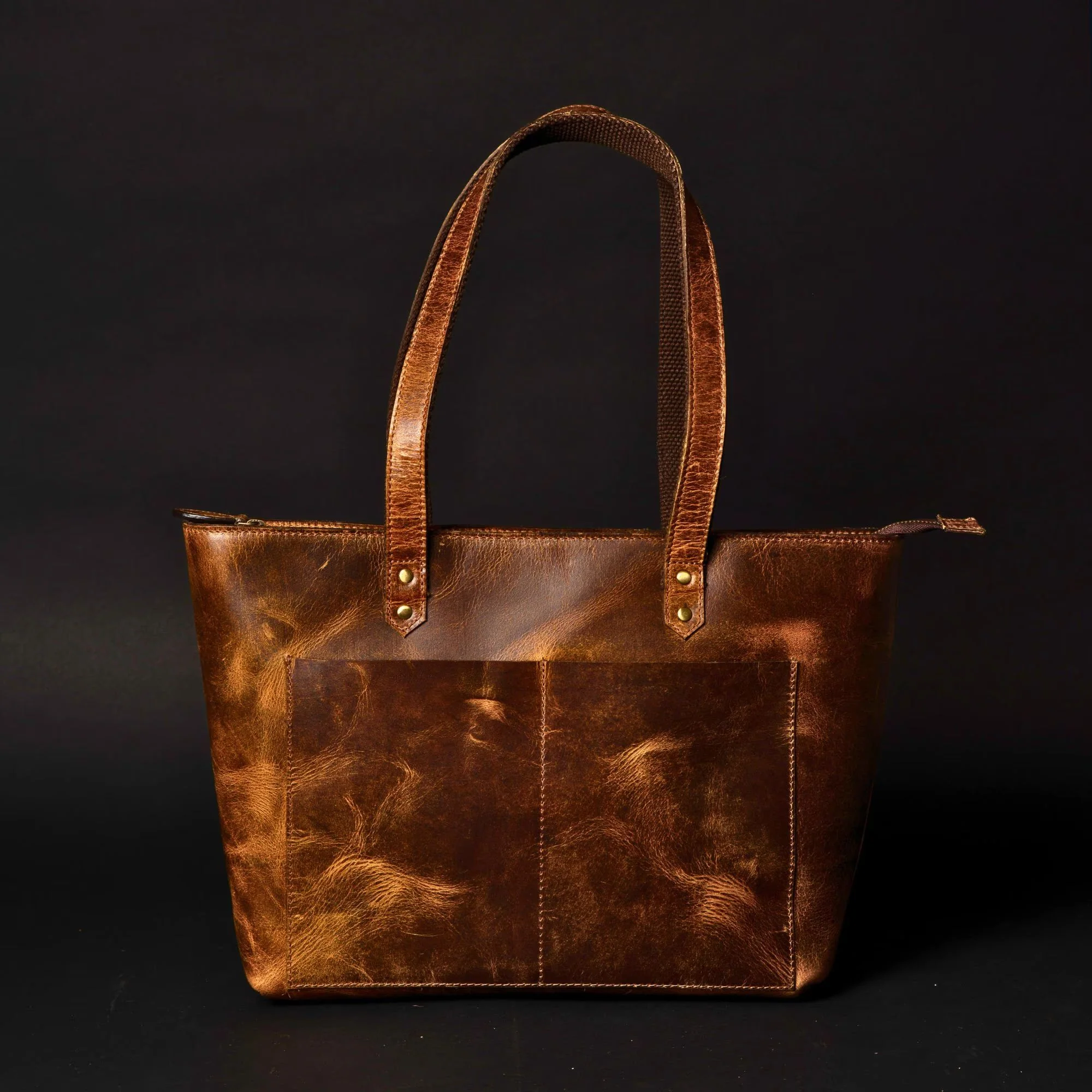 Classic Brown Leather Tote Bag - Image 9