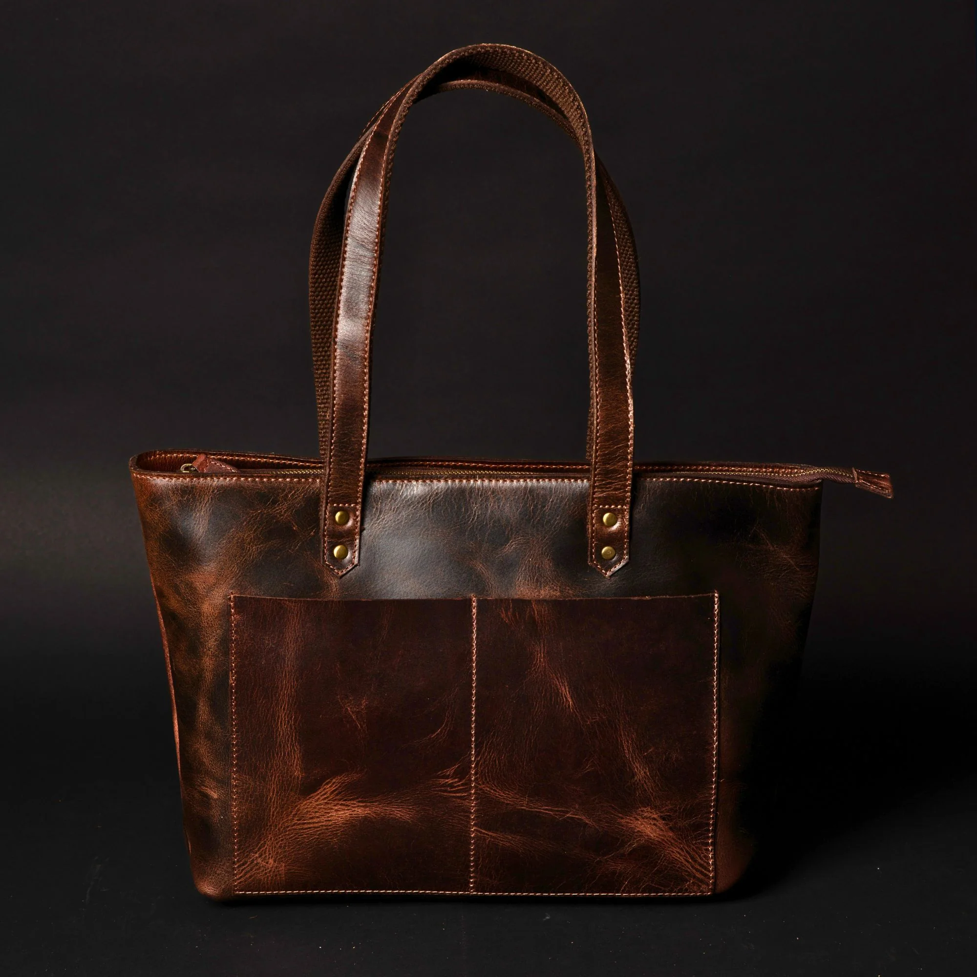 Classic Cognac Leather Tote Bag - Image 7
