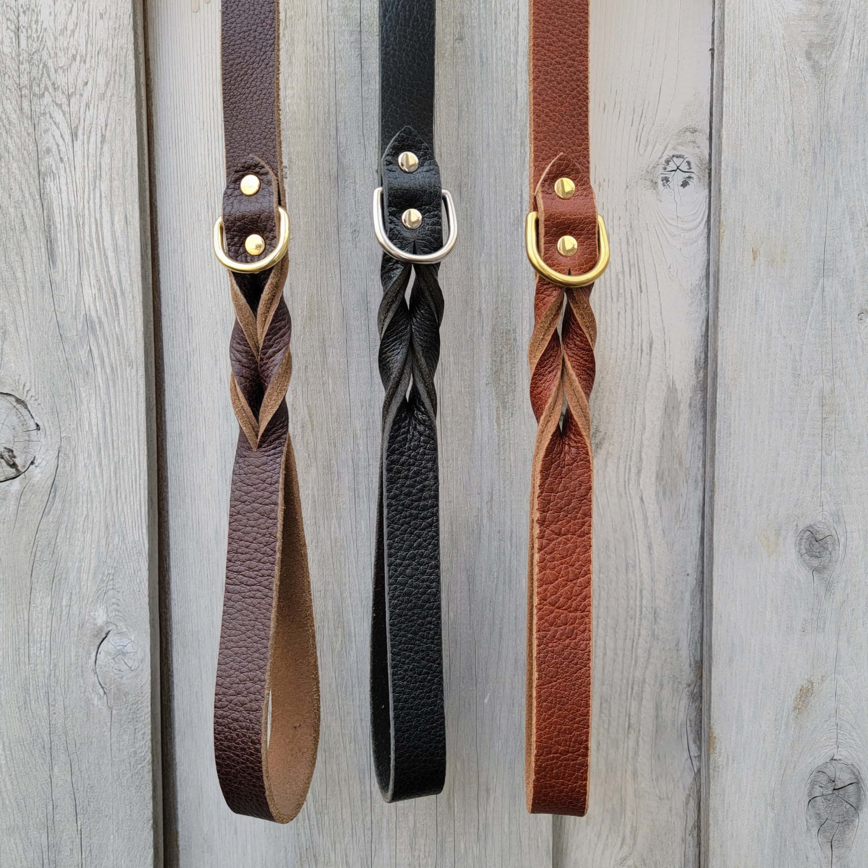 Cognac Braided Leather Dog Leash 60'' - Made in Canada - Image 3