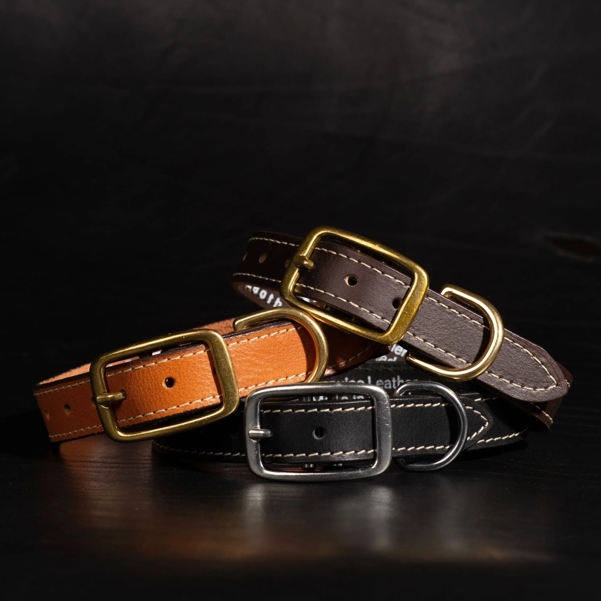 Trailblazer - Cognac Stitched Premium Leather Dog Collar - Made in Canada - Image 2