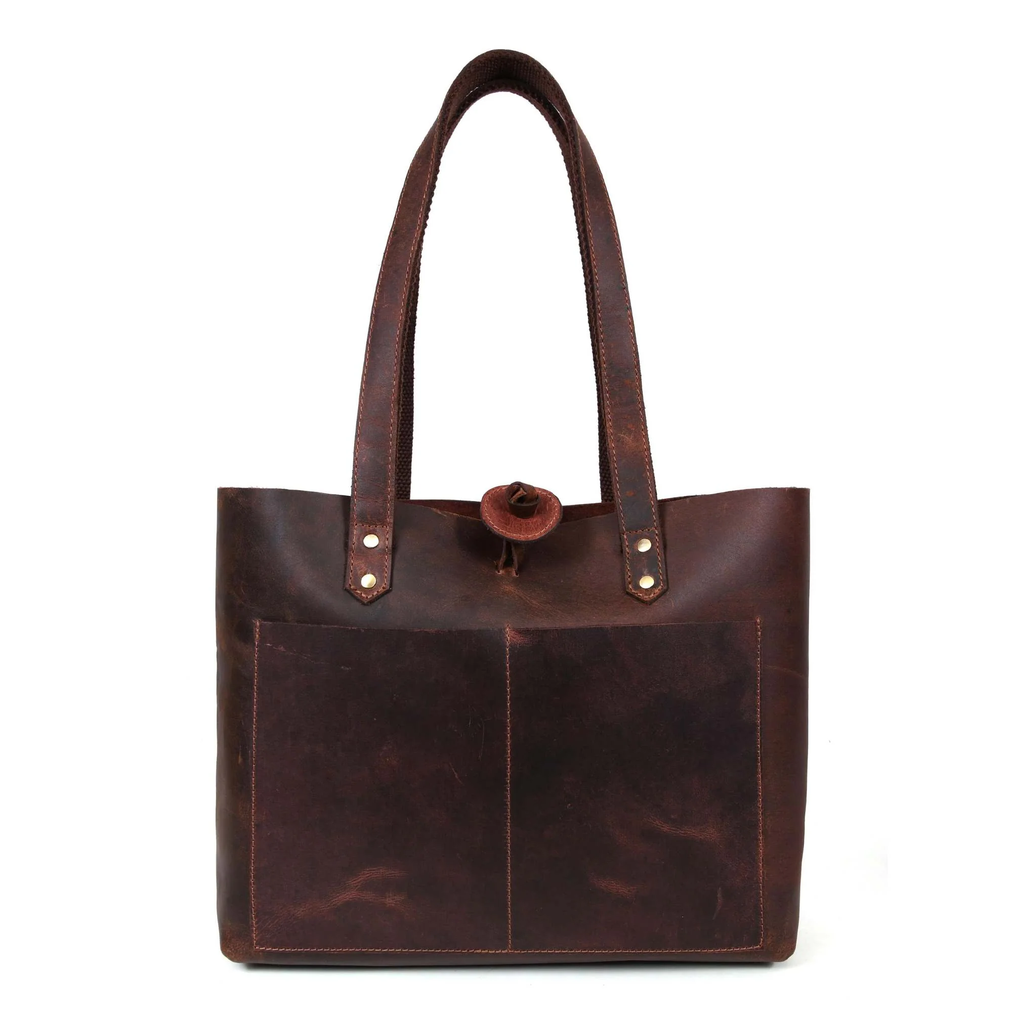 Tolredo - Cognac Leather Tote Bag with Leather Closure - Image 11