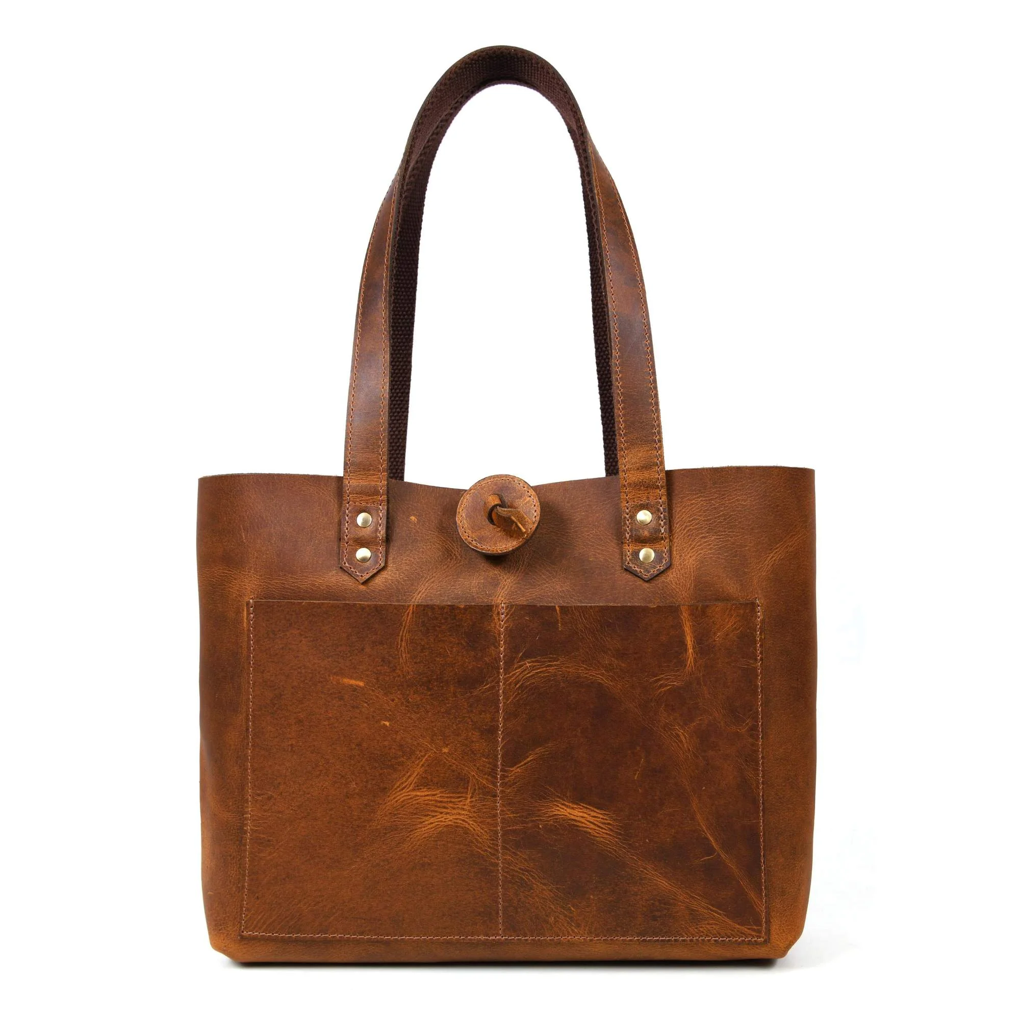 Tolredo - Cognac Leather Tote Bag with Leather Closure - Image 3