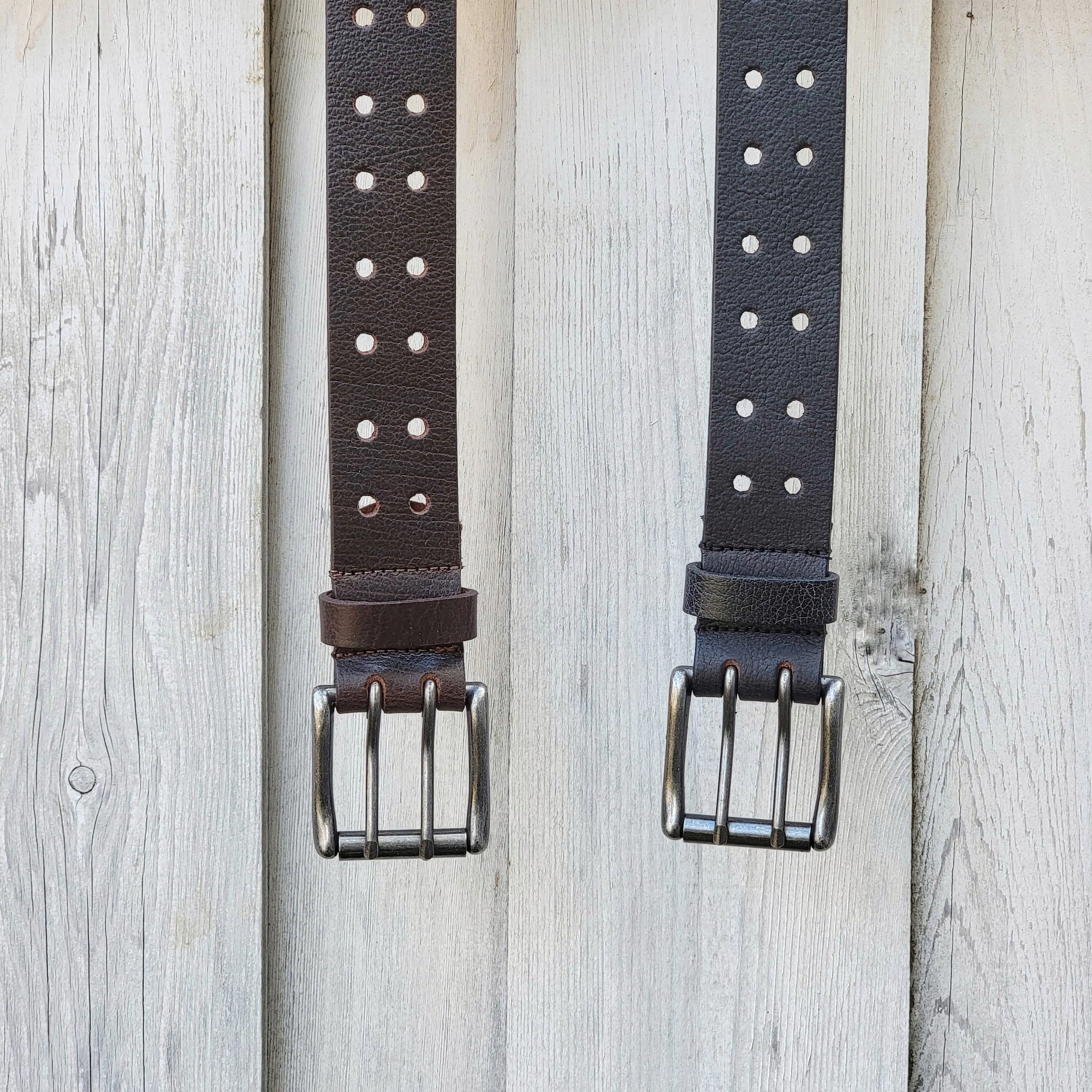 Black Double Hole Full Grain Leather Belt - Image 10