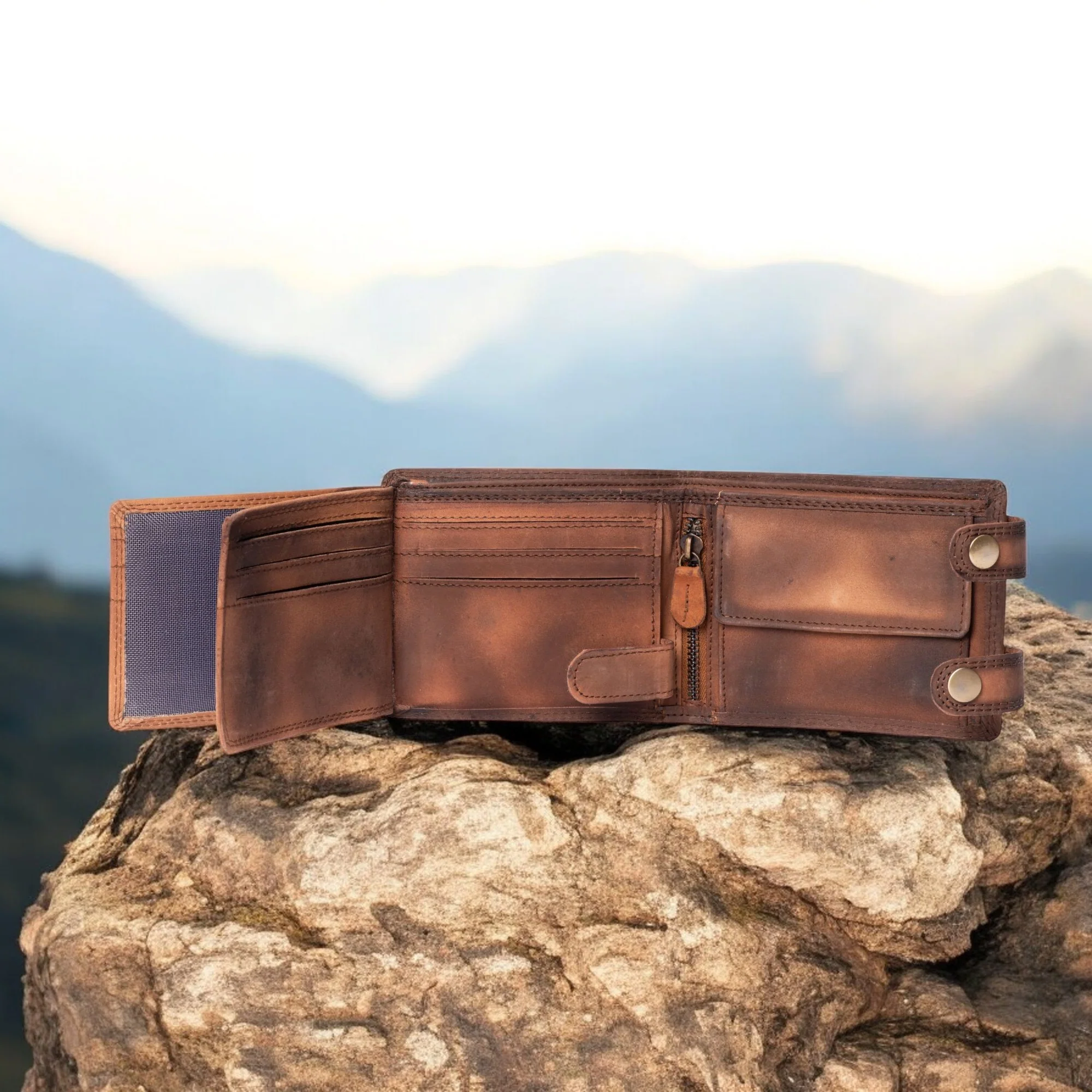 Eagle's Crest Wallet - Brown Full Grain Leather Wallet - Image 3