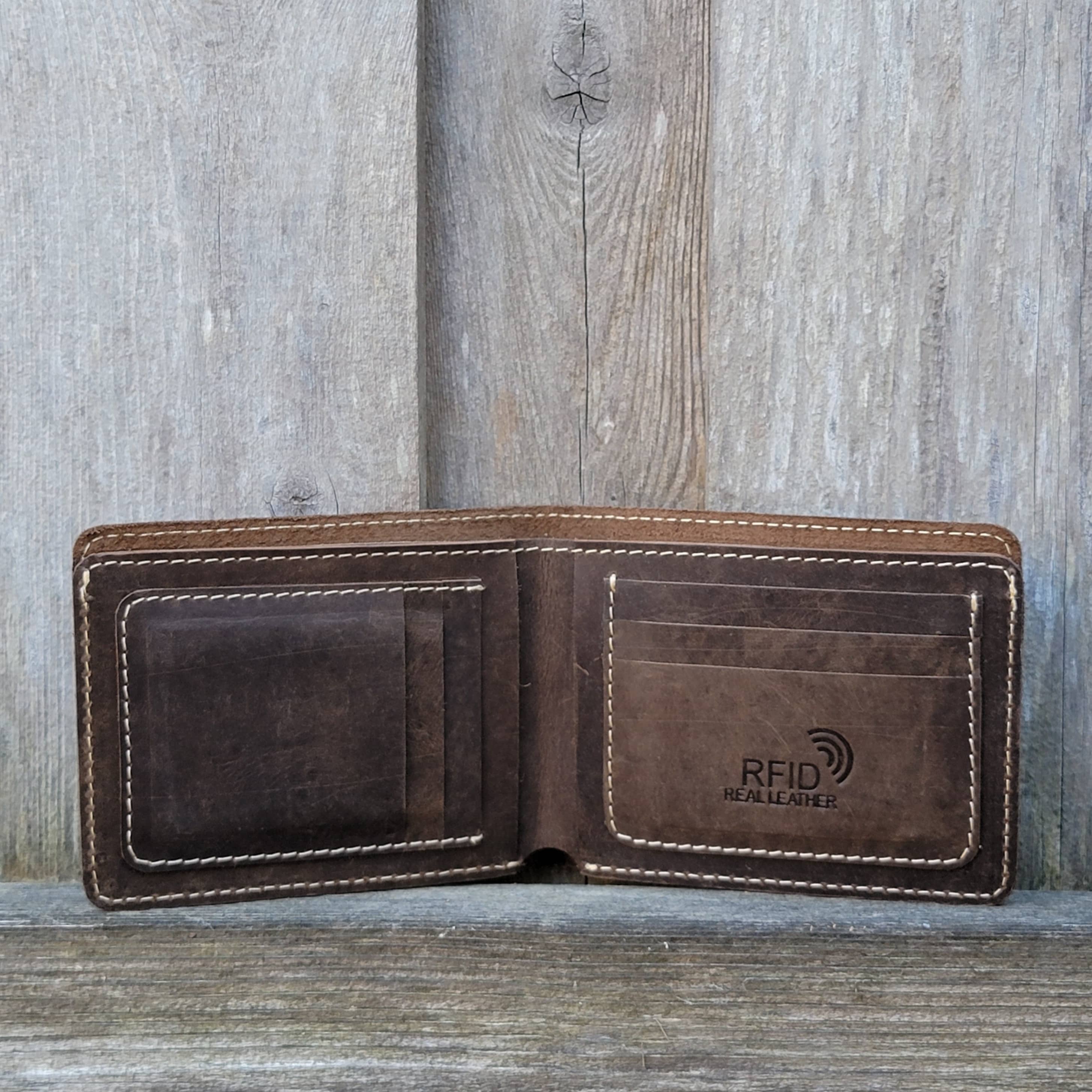 Engraved Brown Full Grain Leather Minimalist Wallet - Image 3