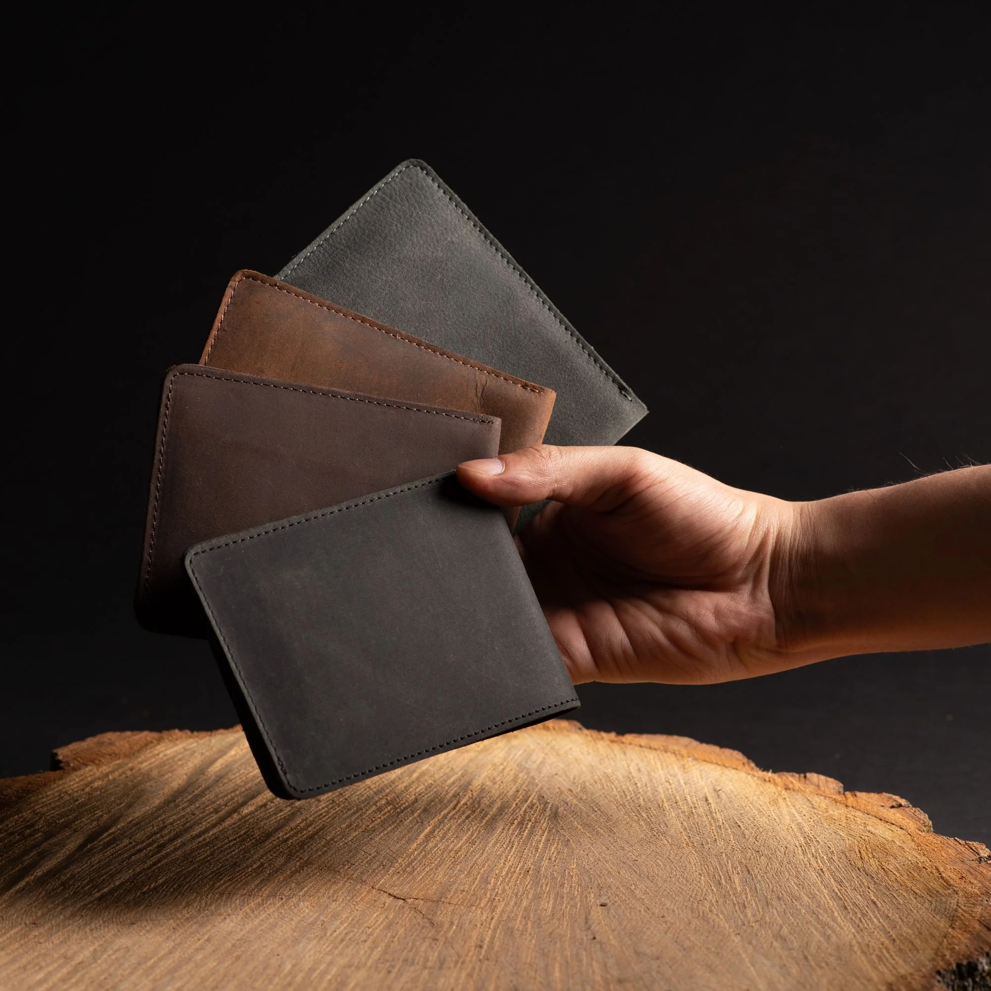 Flex - Vintaged Black Full-Grain Distressed Leather Flexible Wallet - Image 10