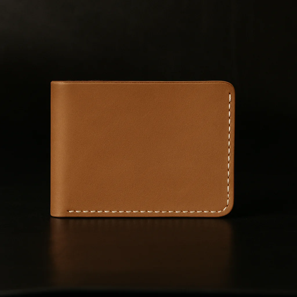 Grey Dollar Size Full-Grain Leather Wallet - Image 8