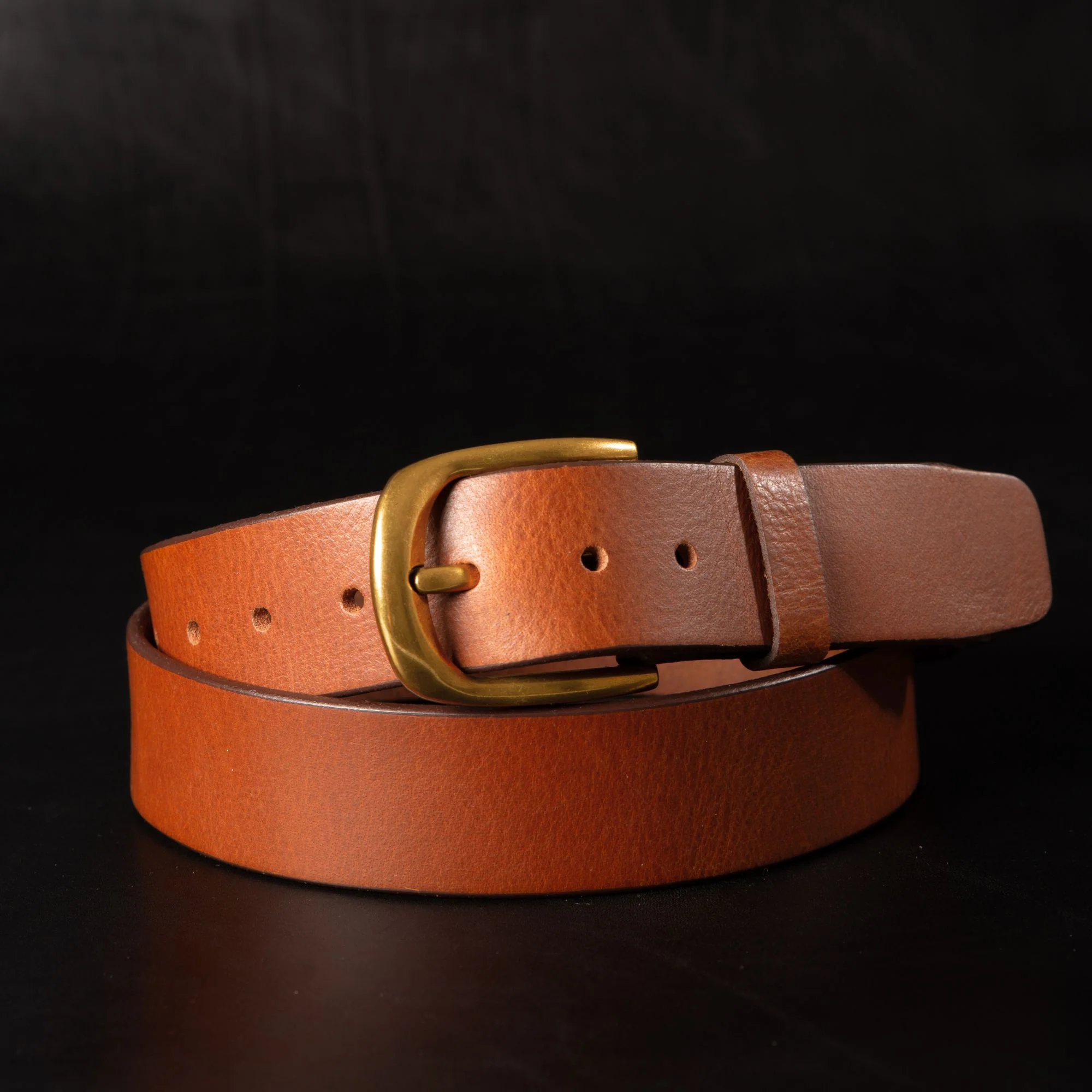 Liora - Tan Leather Belt with Gold Buckle - Made in Canada - Image 3