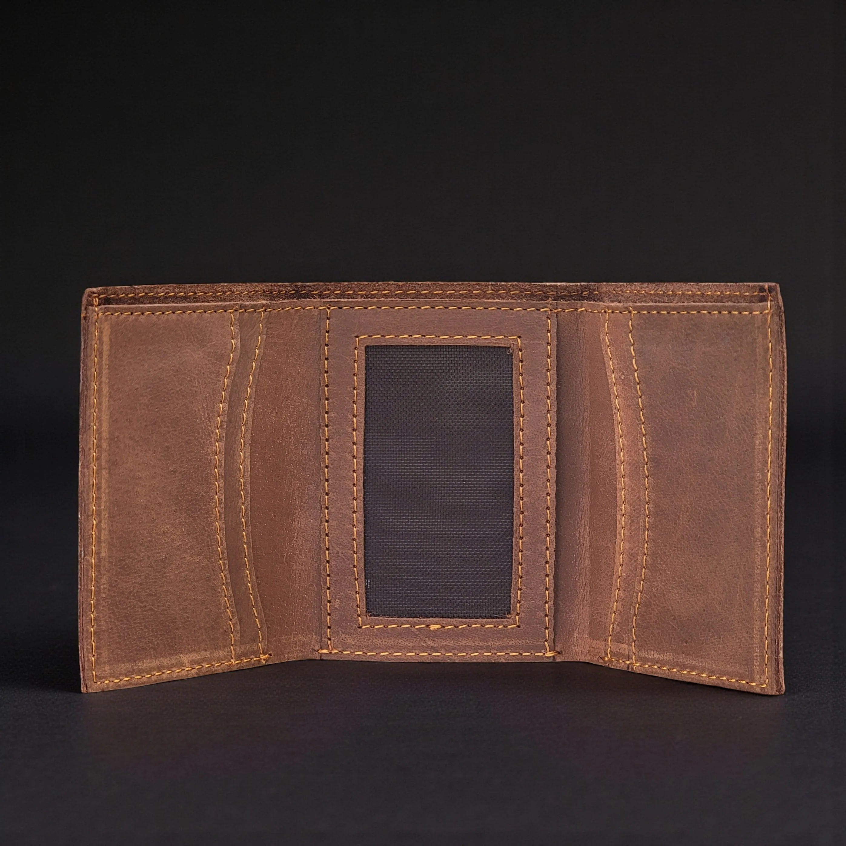 Meraki - Black Full Grain Leather Trifold Wallet - Image 8
