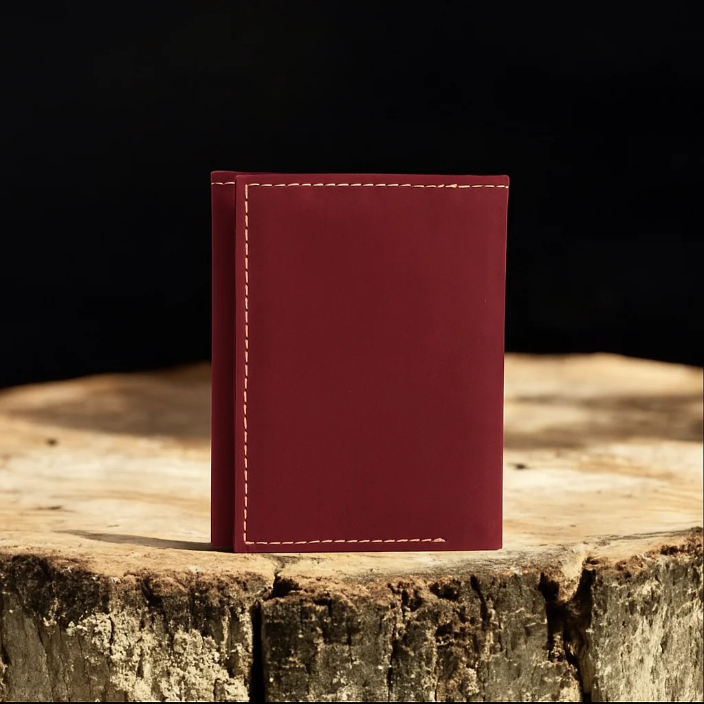 Meraki - Engraved Cognac Full Grain Leather Trifold Wallet - Image 9