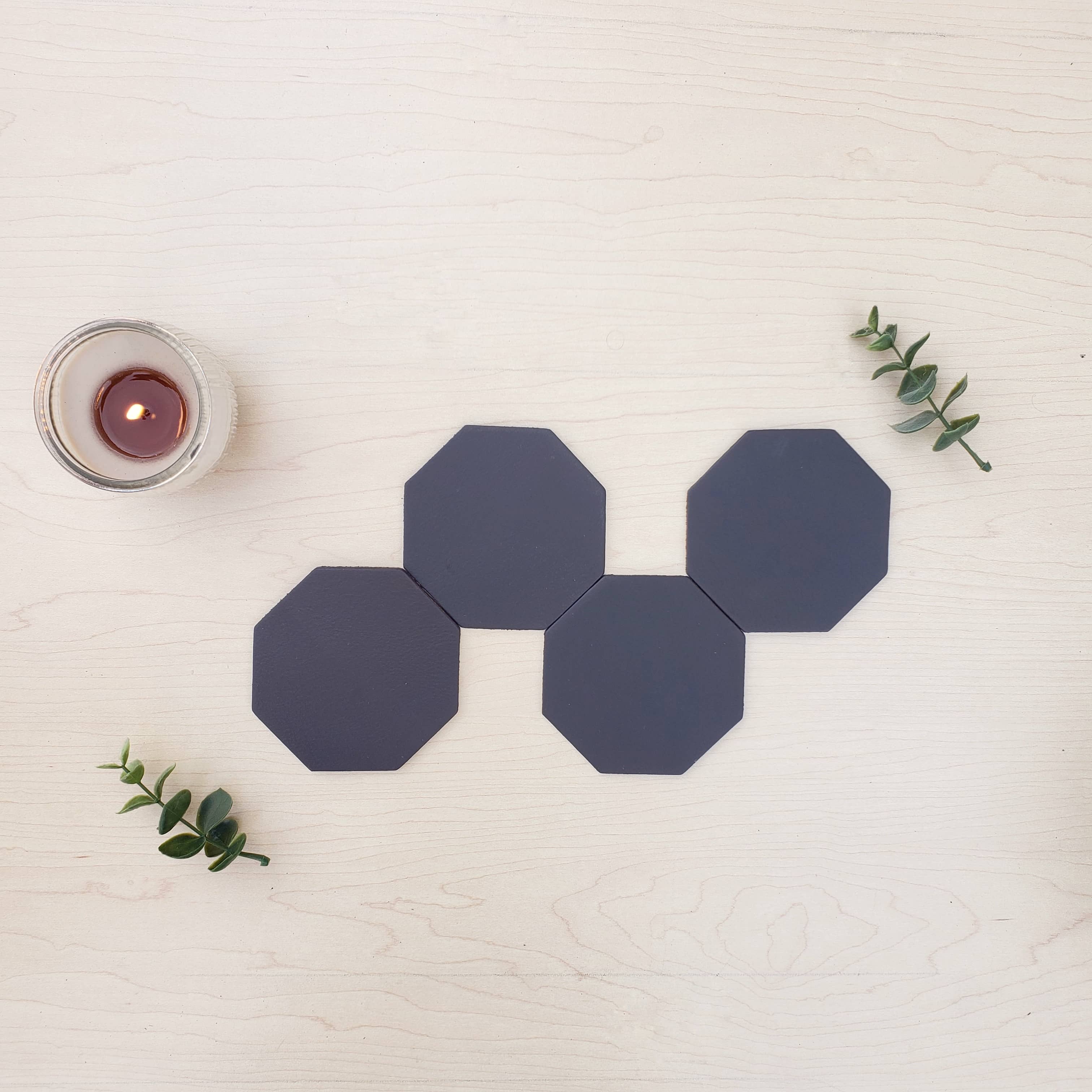 Octagon Leather Coasters - Made in Canada - Image 6