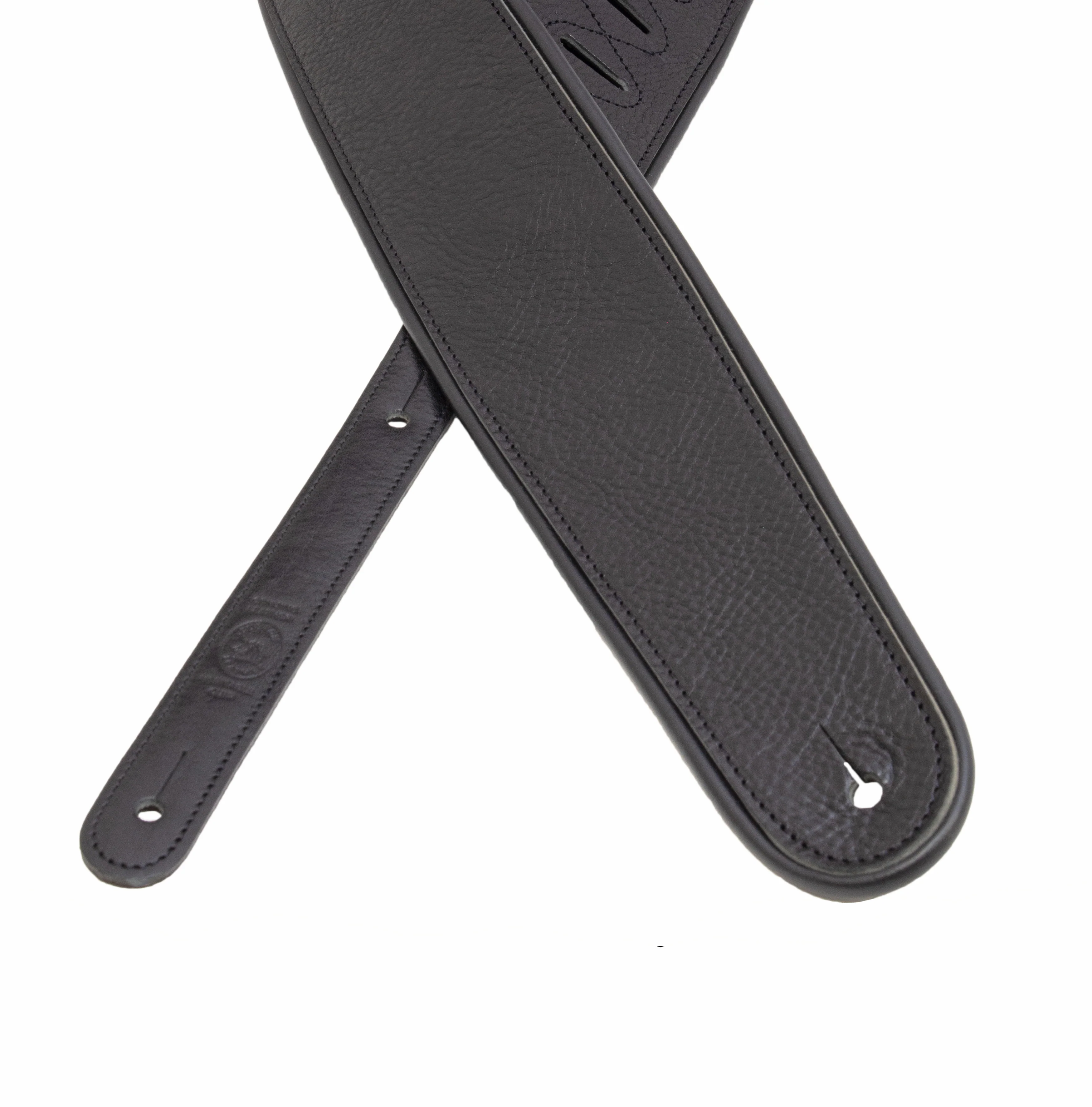 Old Black - Black Edge Pipe Full Grain Leather Guitar Strap - Image 3