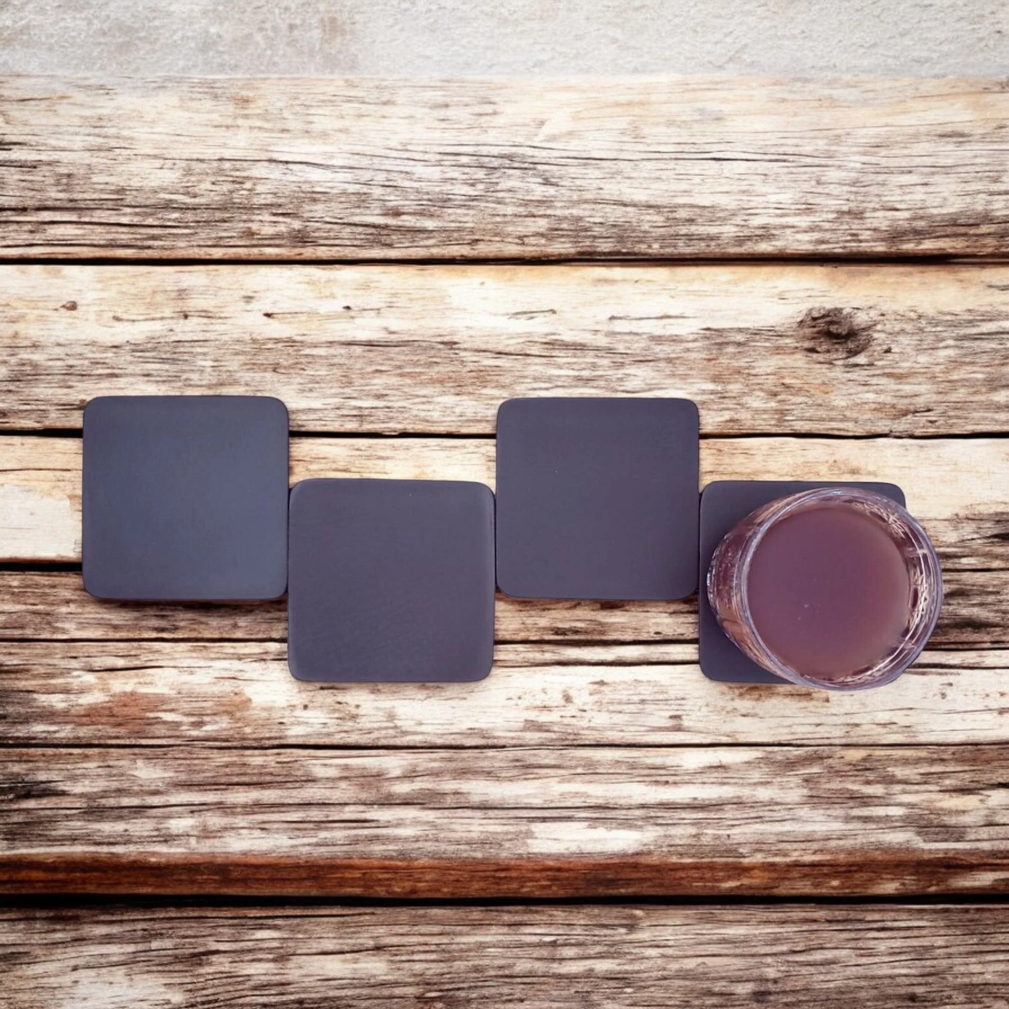 Square Coasters - Cognac Distressed Leather Coasters - Made in Canada - Image 4