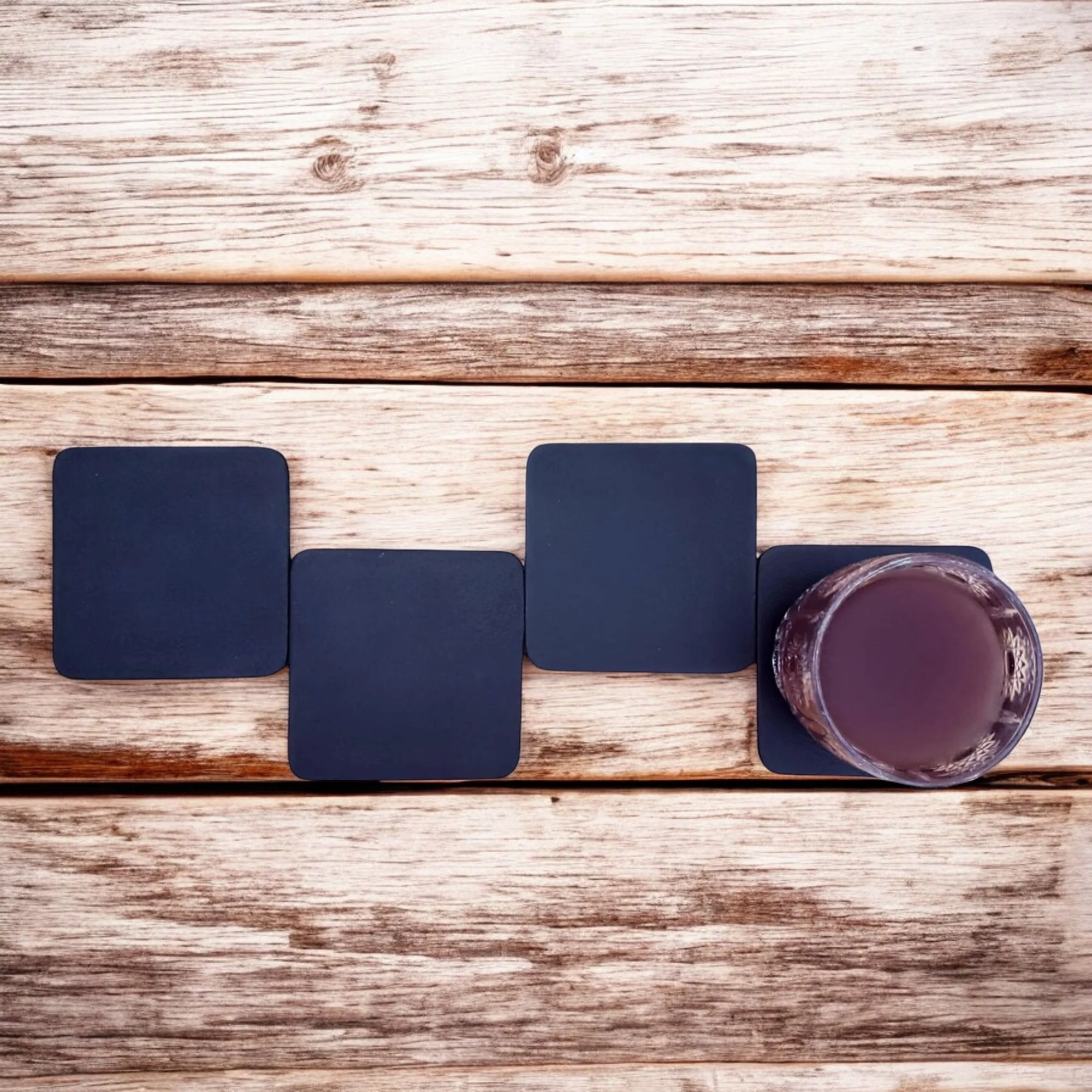 Square Coasters - Cognac Distressed Leather Coasters - Made in Canada - Image 6