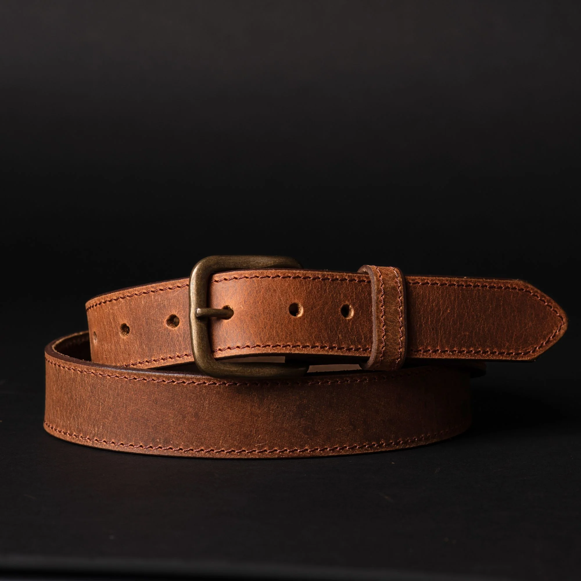 The Voyager Belt - Stitched Full-Grain Distressed Leather Belt - Image 3