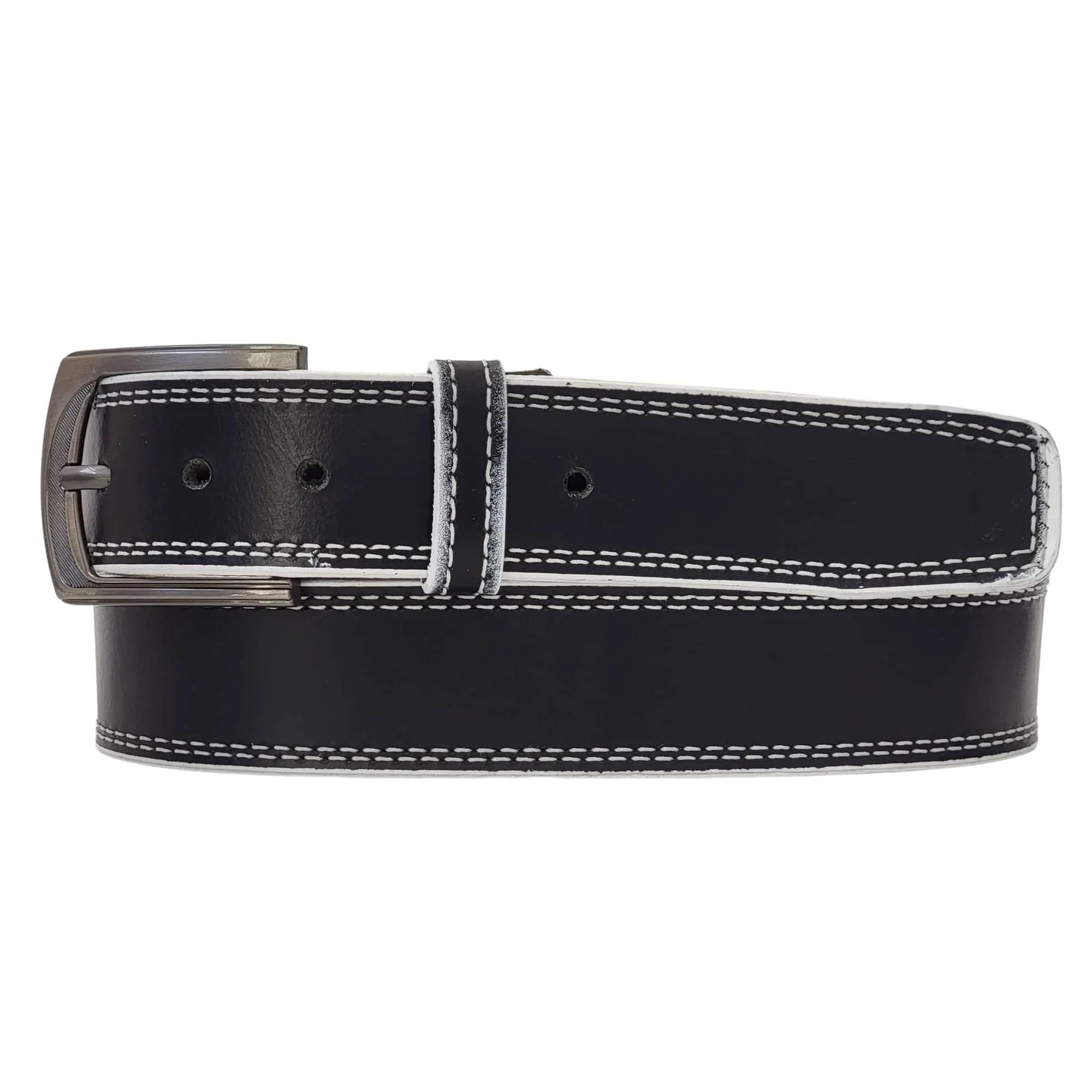 The Diablo Belt - Black Full Grain Leather Belt with Red Stitches - Image 7