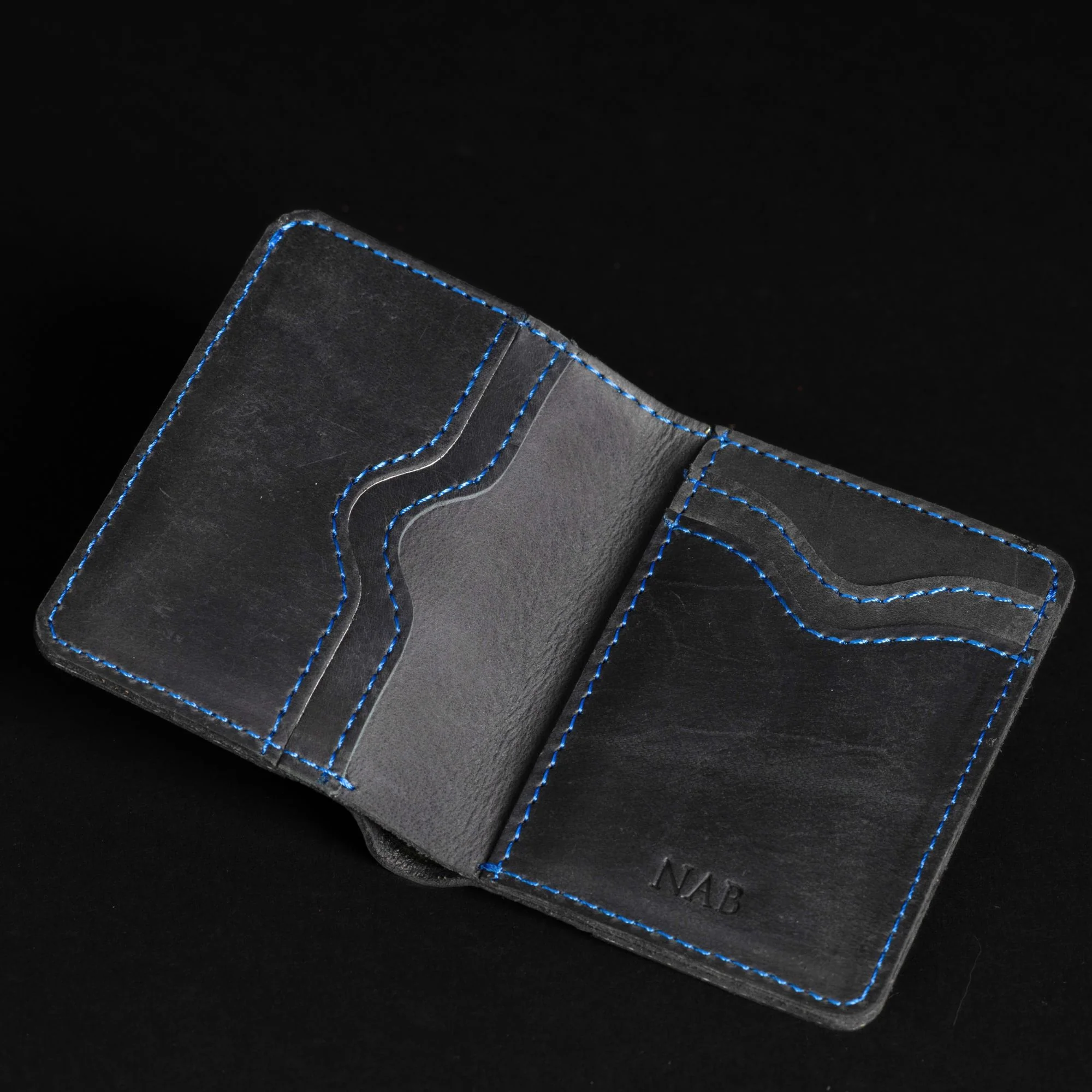 The Diablo Card Holder - Black Full Grain Leather Card Holder With Red Stitching - Image 5