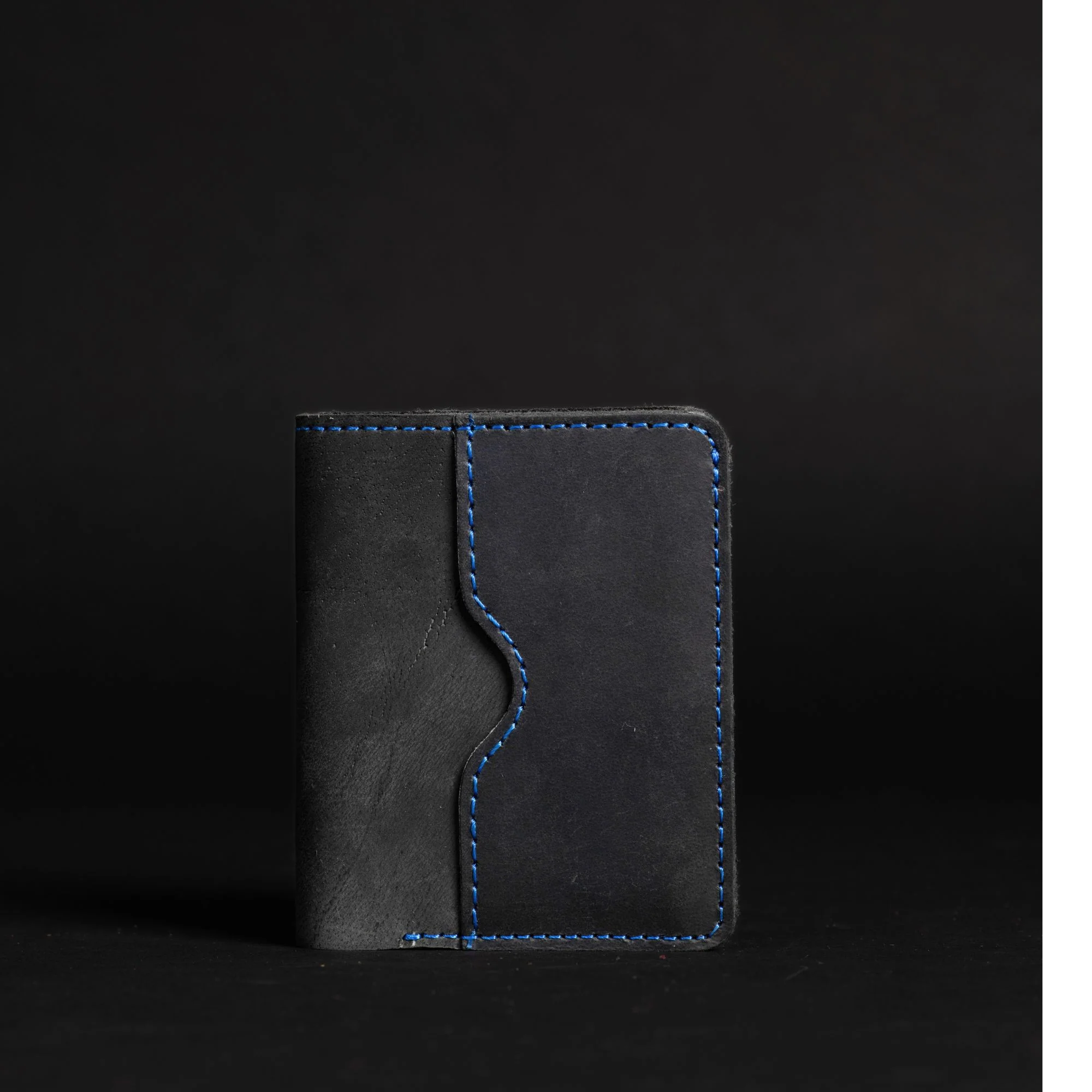 The Diablo Card Holder - Black Full Grain Leather Card Holder With Red Stitching - Image 7