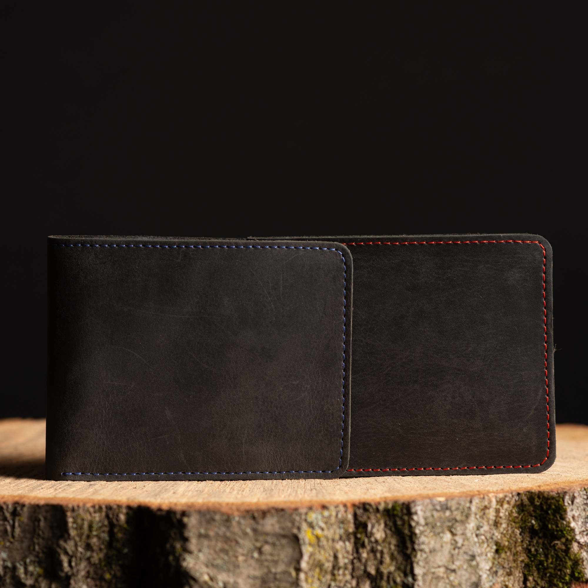 The Diablo Wallet - Black Full-Grain Leather Wallet with Red Stitching - Image 3