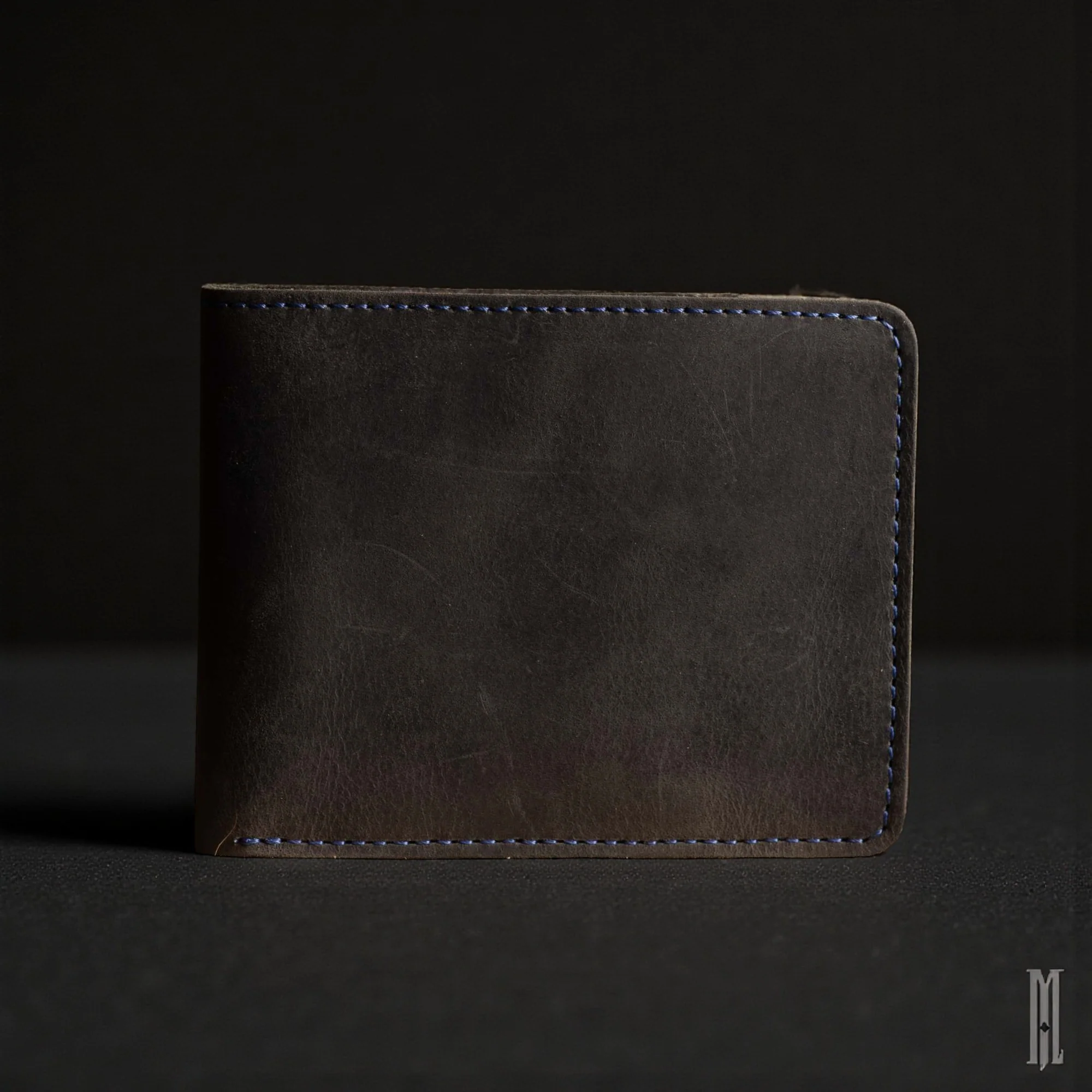 The Diablo Wallet - Black Full-Grain Leather Wallet with Red Stitching - Image 5